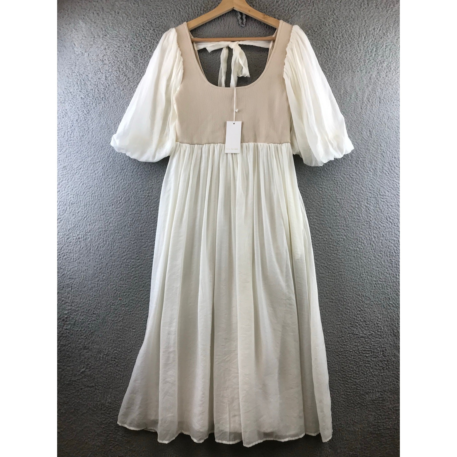 NWT Sofie The Label Maxi Dress Sz M Scoop Neck Puff Sleeve