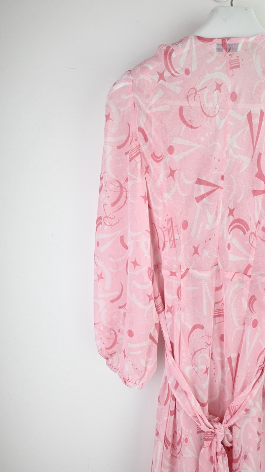Scanlan Theodore 2 piece cross front silk long sleeve dress in blush size M/UK10