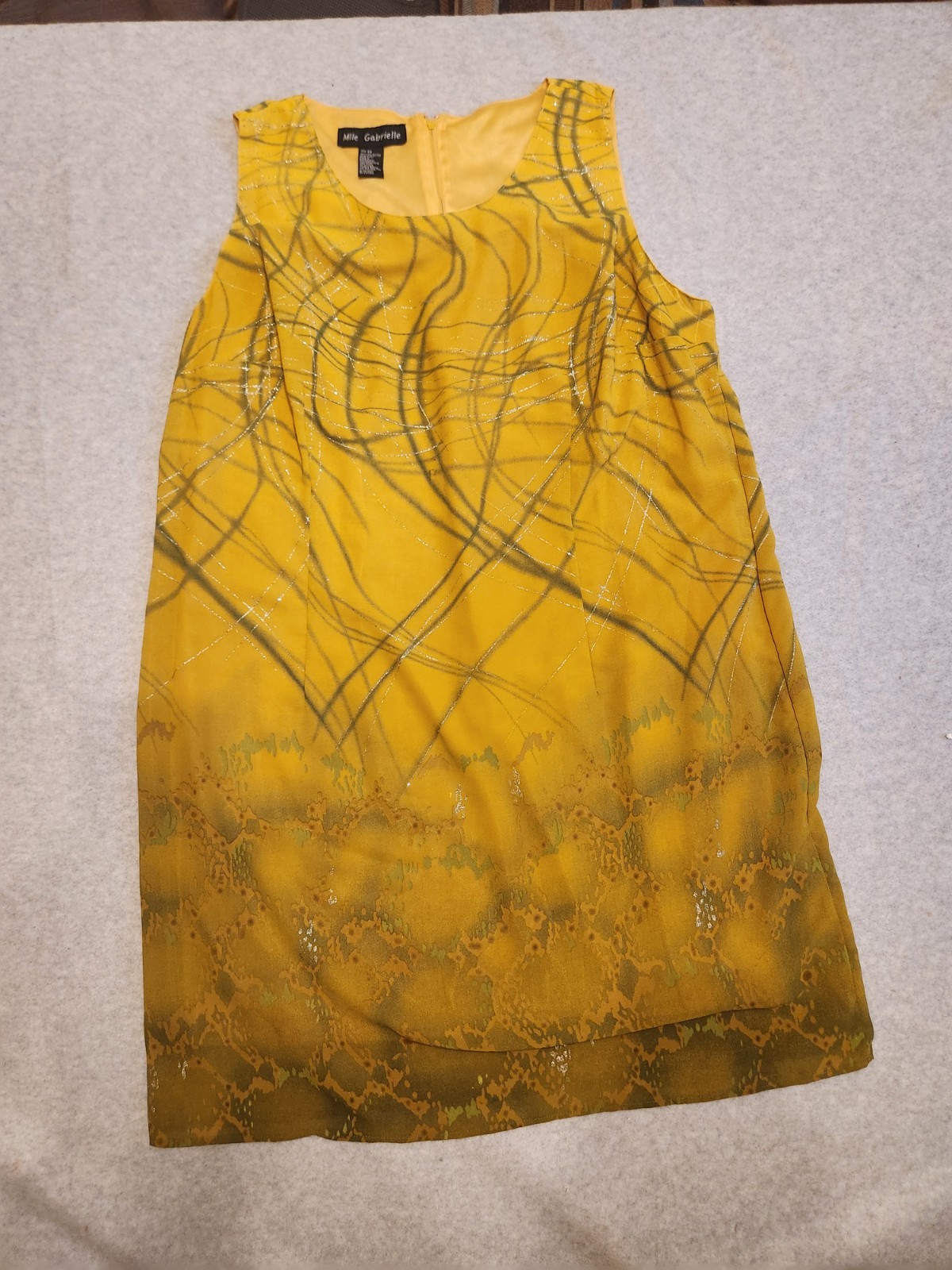 Mile Gabrielle Cocktail Dress Women’s Size 22 Yellow Silver Midi Diamond Party