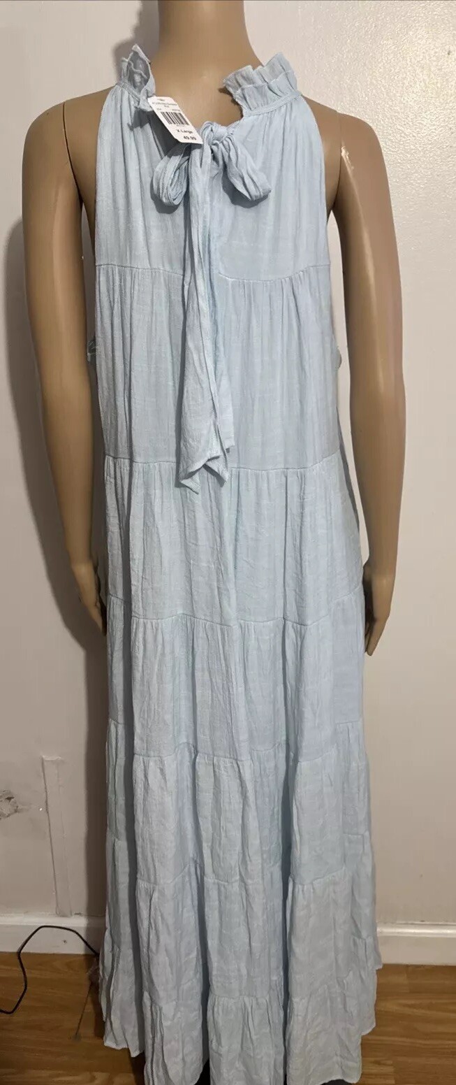 INDIGO SOUL BLUE MAXI SUNDRESS BLUE SLEEVELESS SIZE XL Women’s NEW!