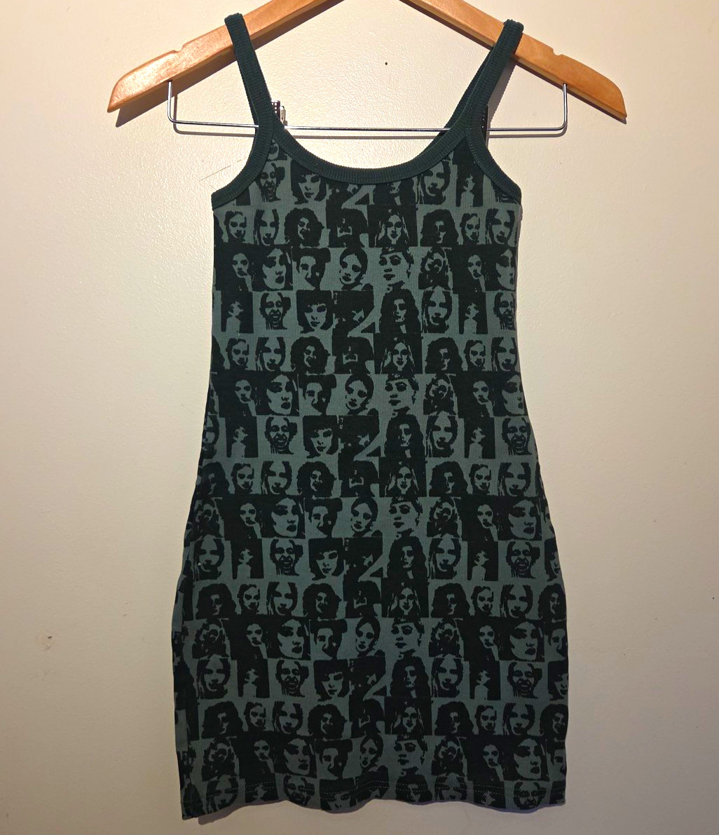 Edikted Women’s Black/Gray Graphic Print Knit Scoop Neck Tank Top Size S