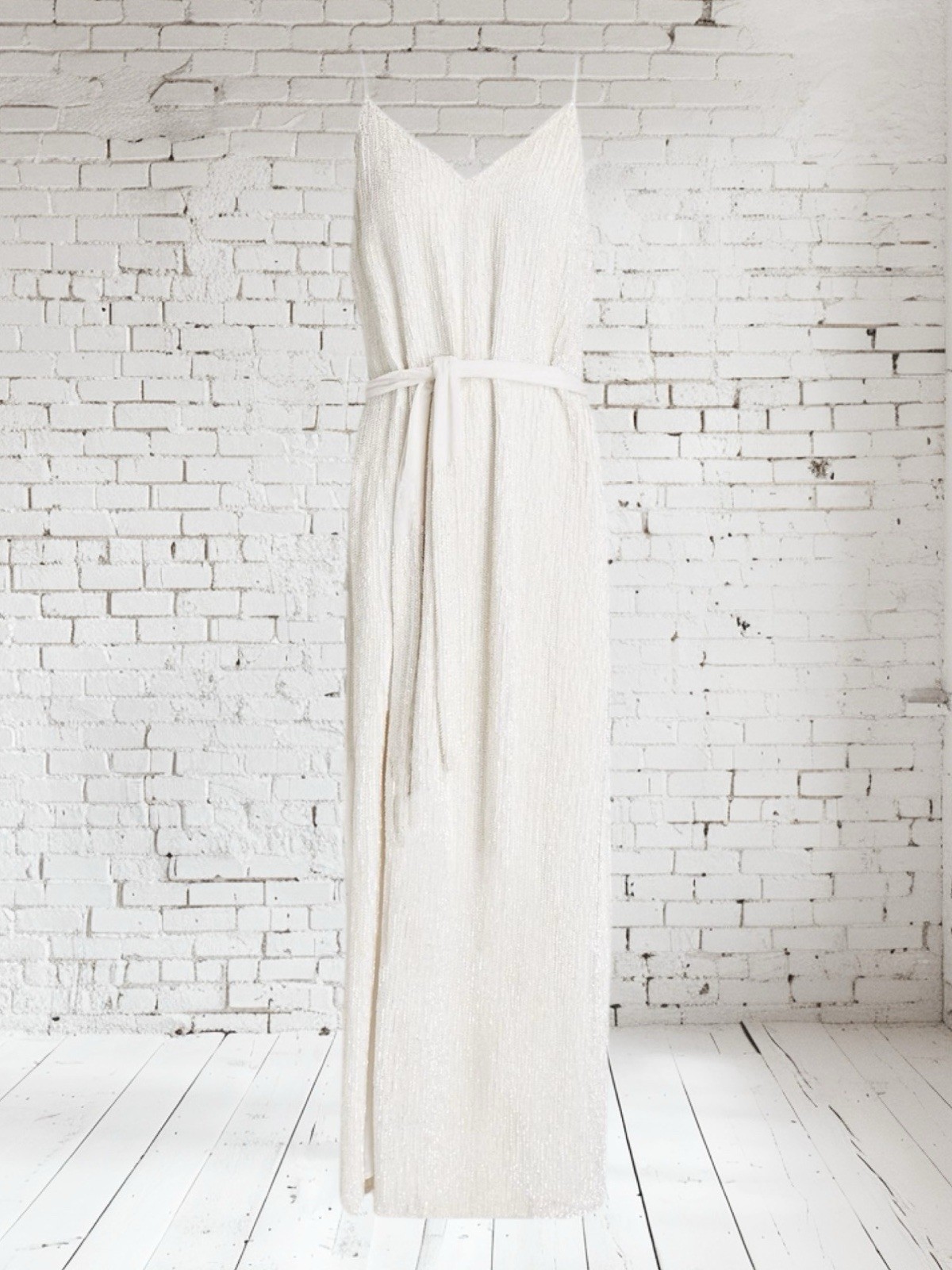 Retrofête Maxi Dress Womens Large White Sequin Chiffon Cocktail Party NWT