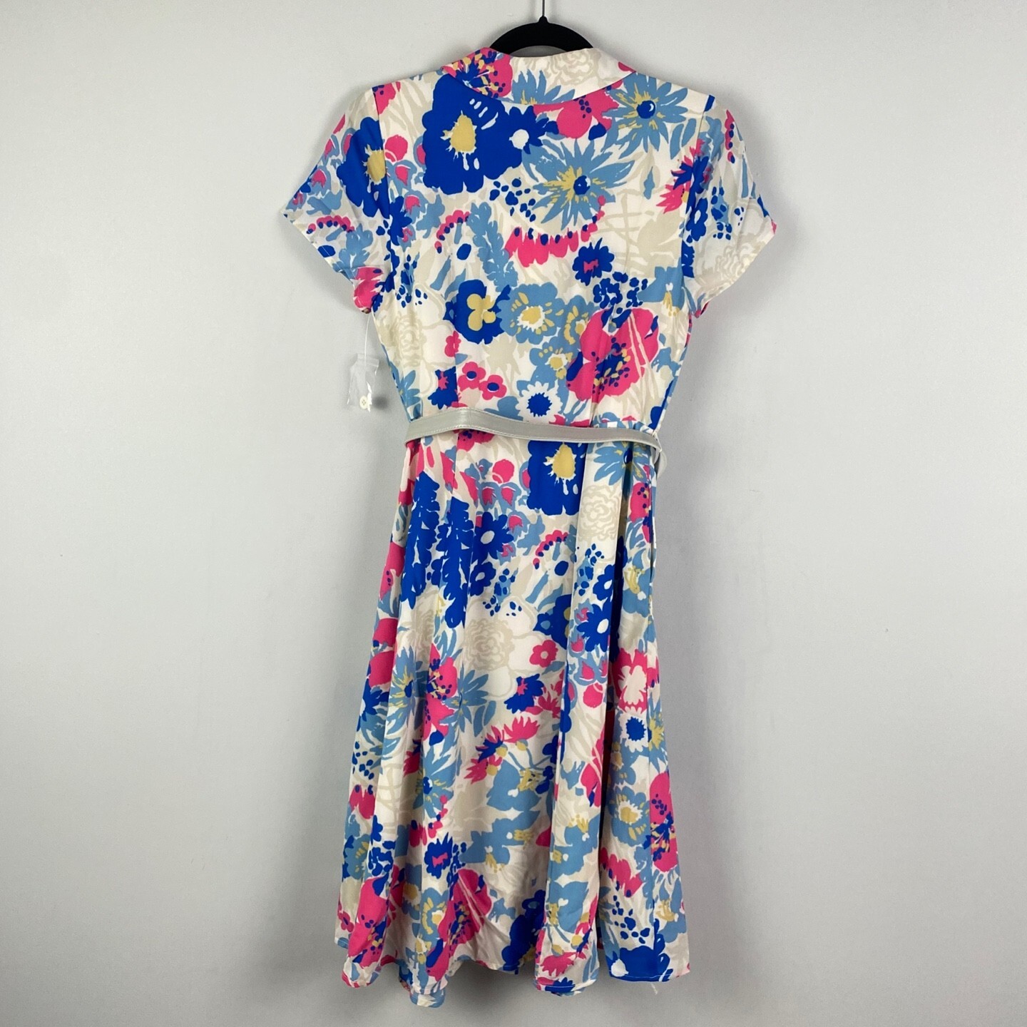 Modcloth Exciting Find Shirt Dress Size Small Belted Blue Pink Floral Button
