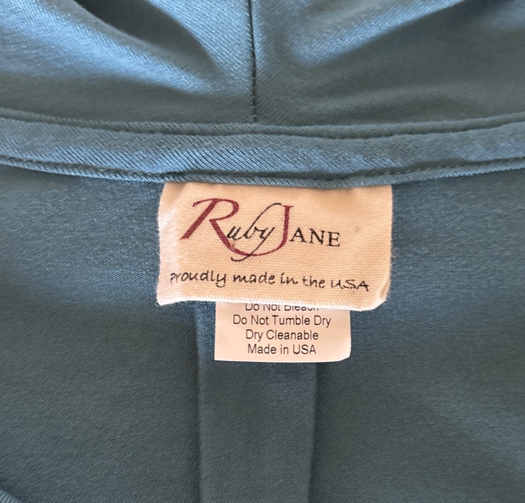 Ruby Jane Chloe Jersey Dress Sz L Pockets Fiji Blue Cowl Lagenlook USA Excellent
