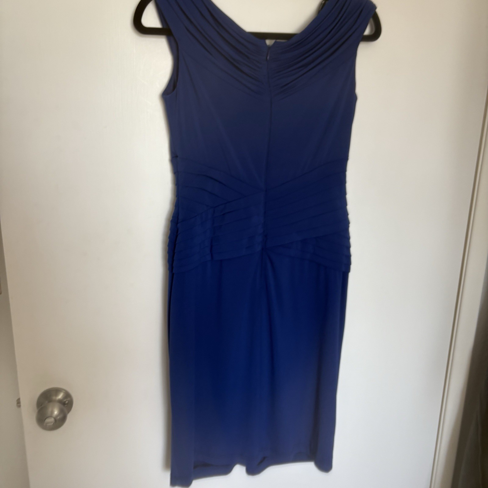 Tadashi Shoji Royal Blue Pleated Layered Sheath Bodycon Dress Blue Small