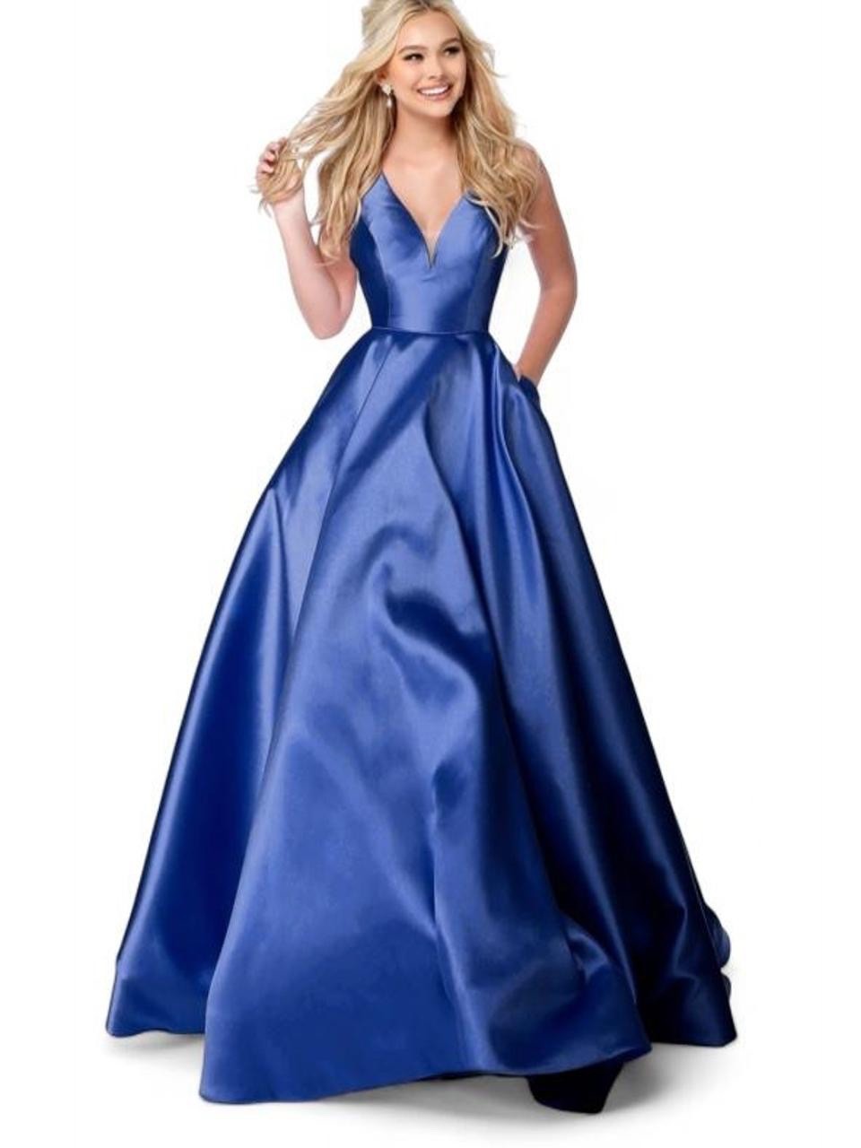 Blue Sherri Hill Ballgown Dress Size 12 Style 51856