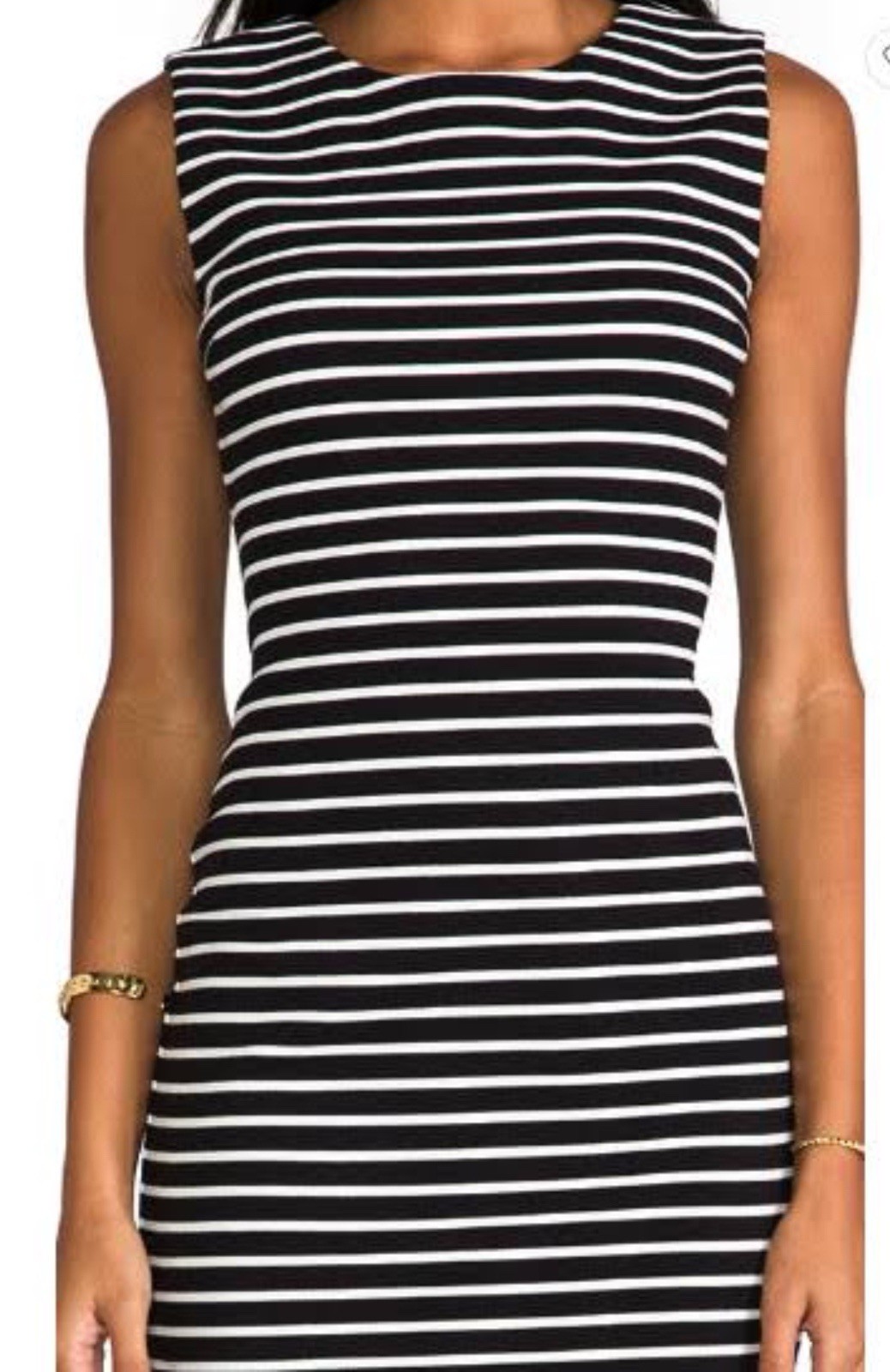 JUICY COUTURE FITTED STRIPE PONTE DRESS Expose Zipper Bodycon Mini BLACK ANGEL S