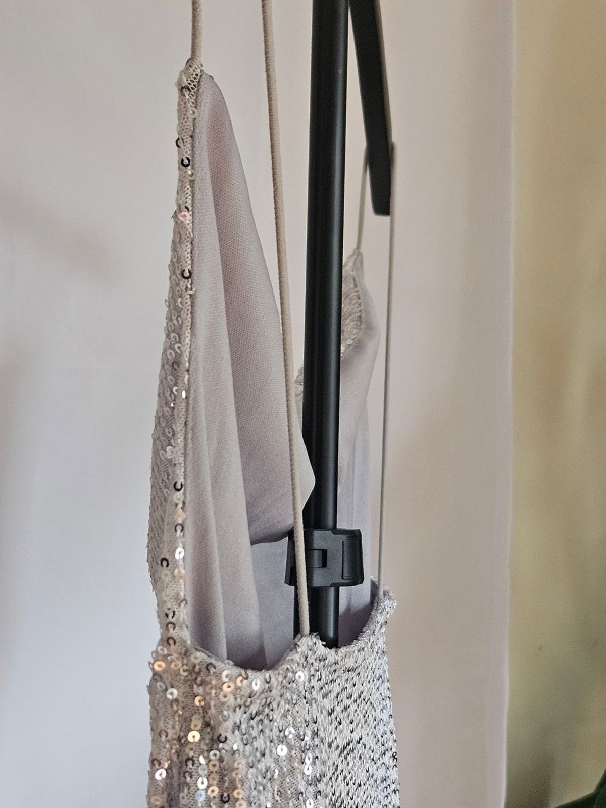 Bluesteel Silver Sequin Cowl Neck Mini Dress Size P / XS Party Night Out Holiday