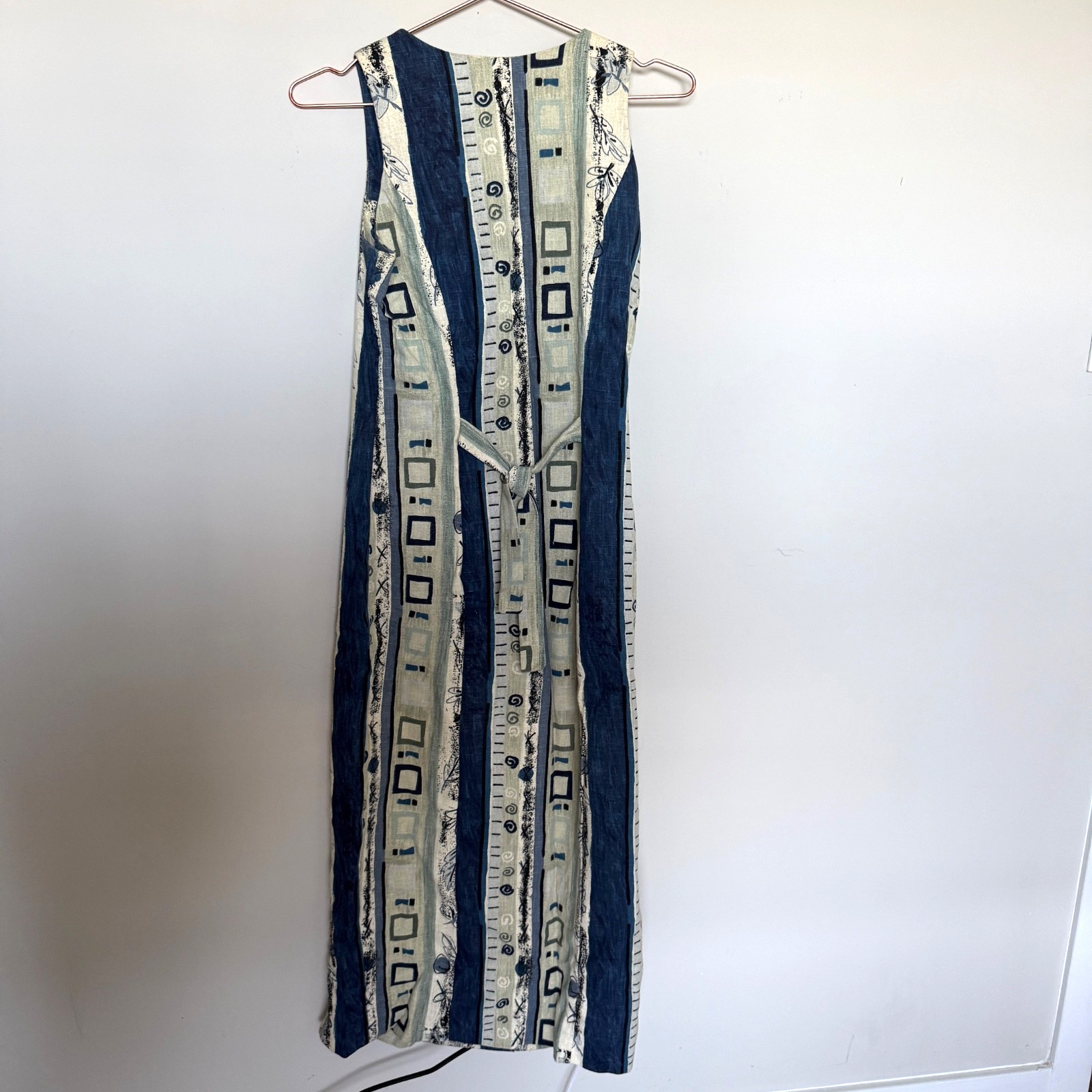Vintage Knapp Studio Linen Maxi Dress Size 7 Button Down Retro Art to Wear 90s