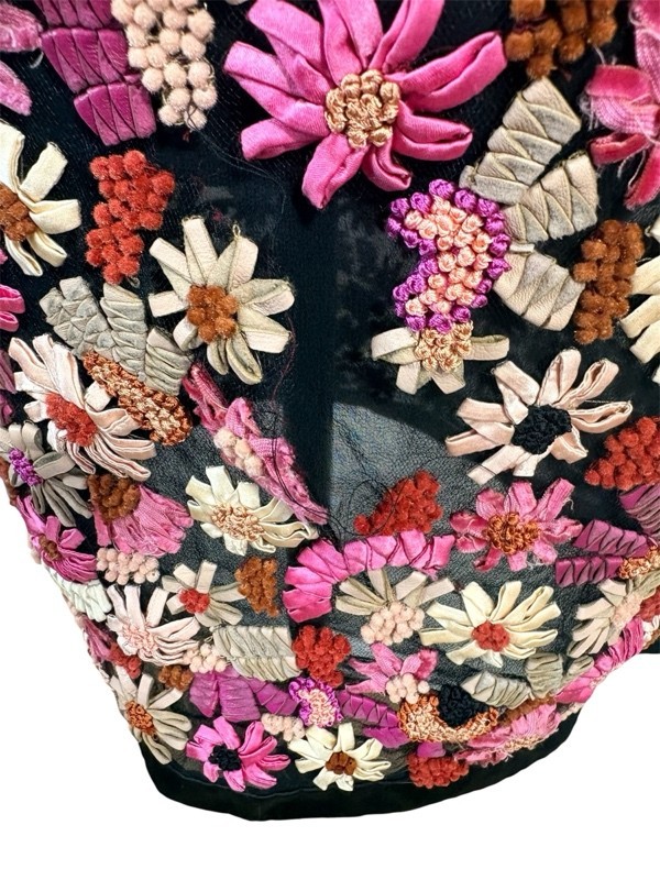 Tom Ford Silk Mesh Sheer Floral Appliqué Mini Dress IT 38 Leather Italy Couture