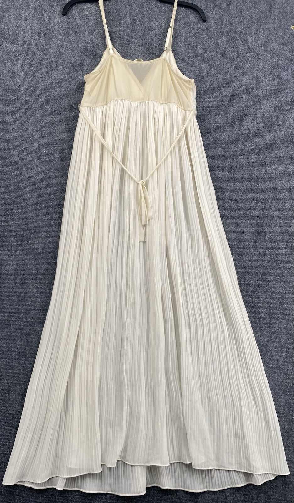 Flora Ivory Pleated Spaghetti Strap Maxi Dress