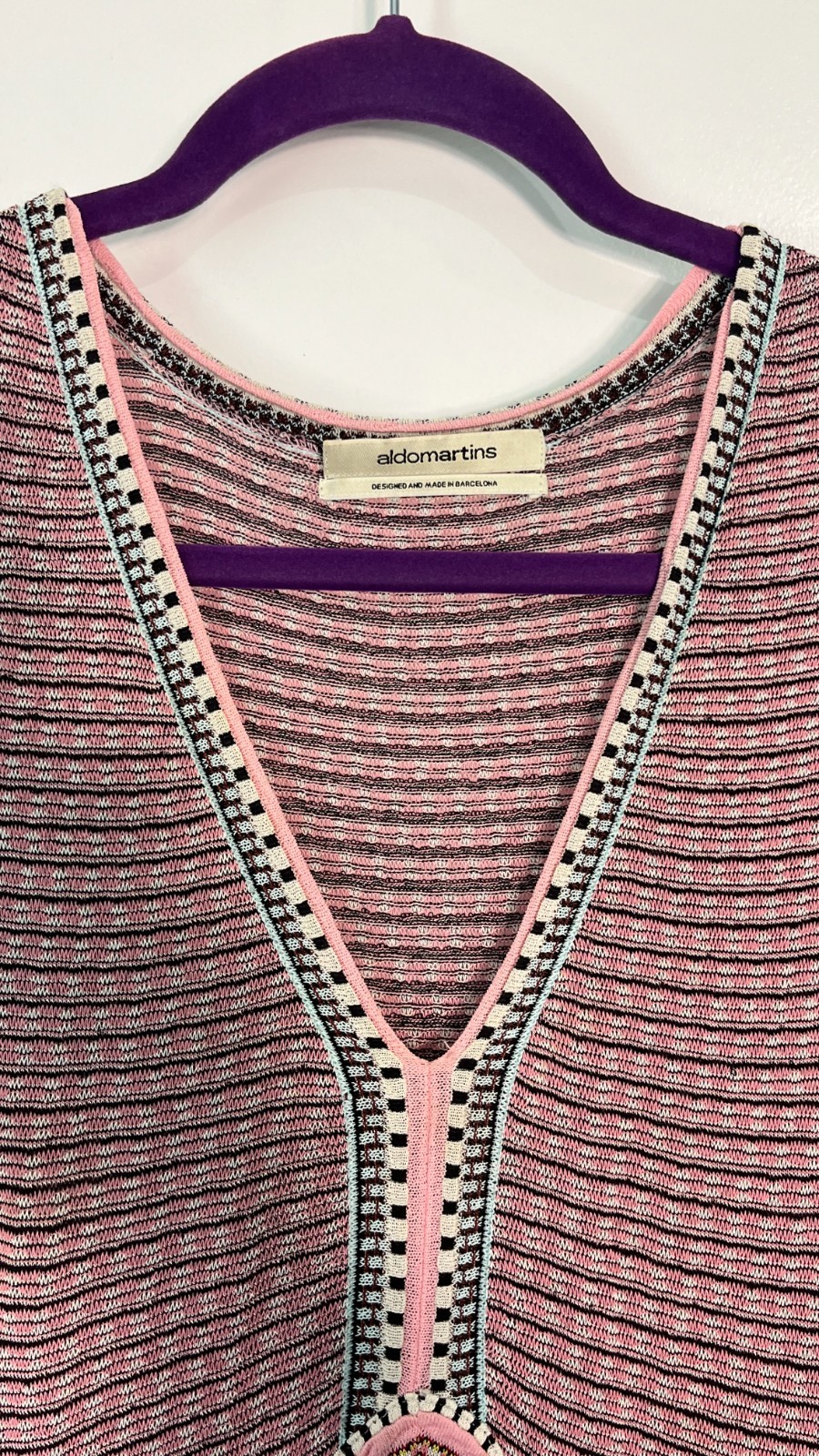 Aldomartins Barcelona Sleeveless Knit Maxi Dress Striped Boho M Made in Spain