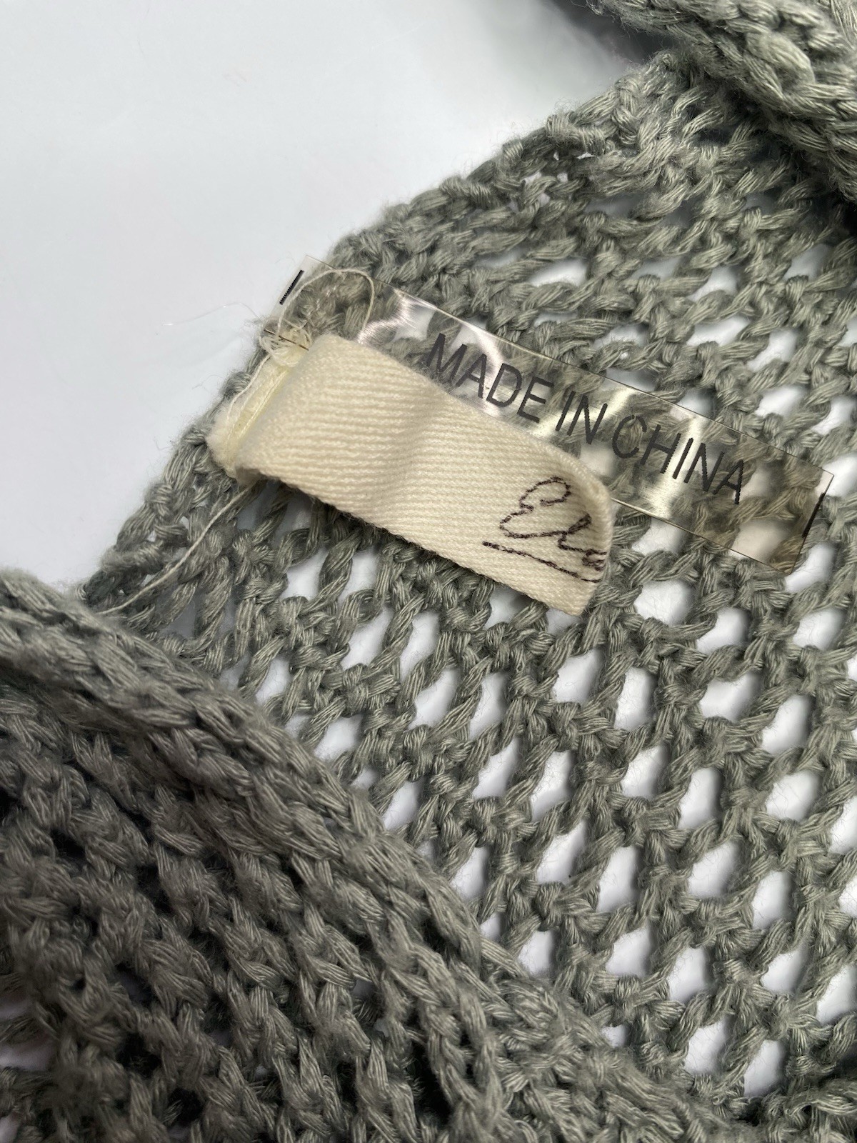 Elan Beach Sage Green Crochet Knit Mixed Media Mini Dress Womens Size M/L