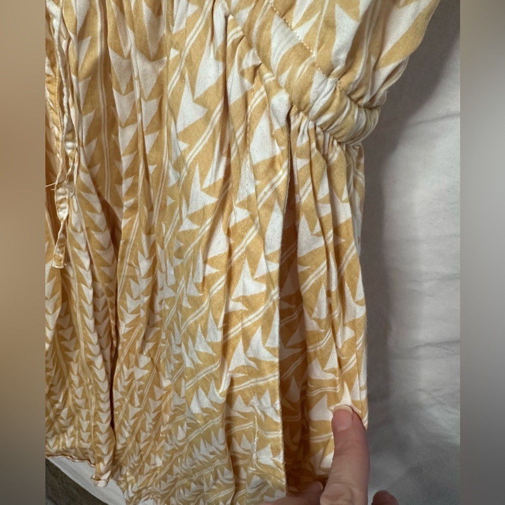 Rip Curl XS Mustard Cream Geometric Print Dress w/ Pockets