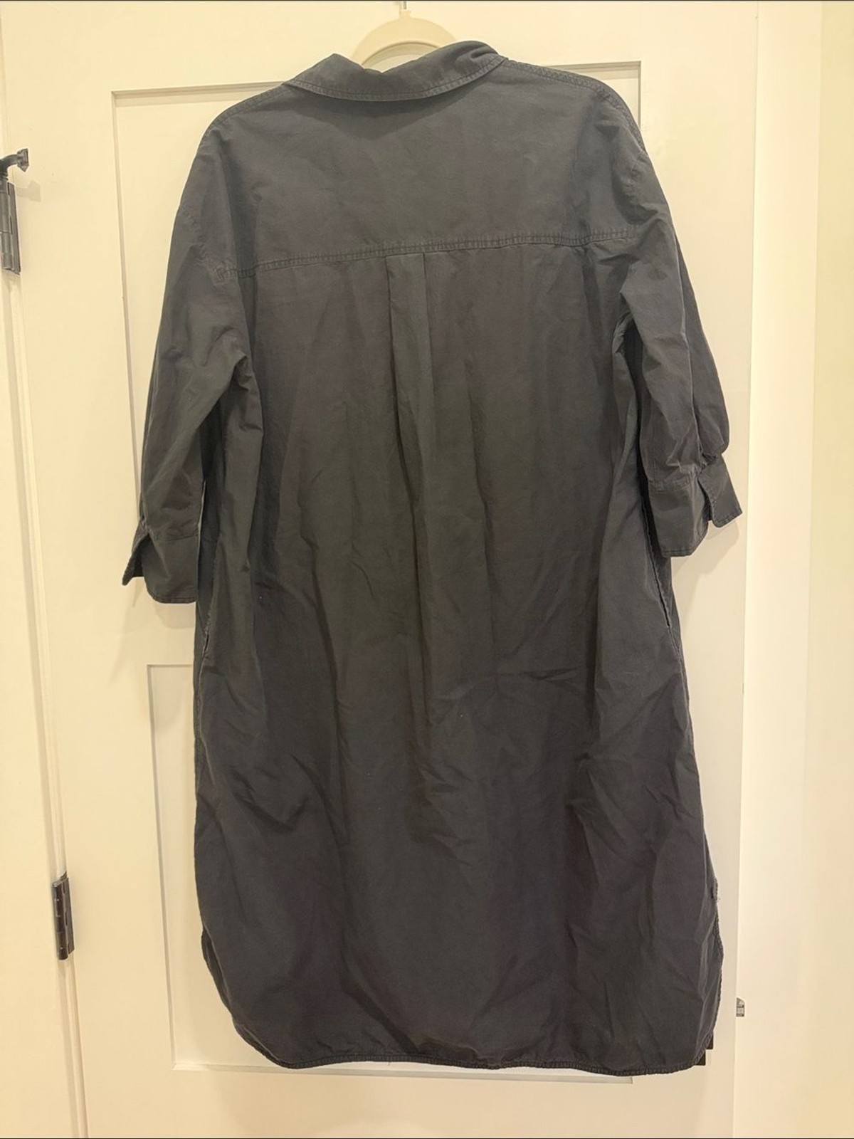 Mod Ref 100% Cotton Washed Black Button-Front Shirt Dress