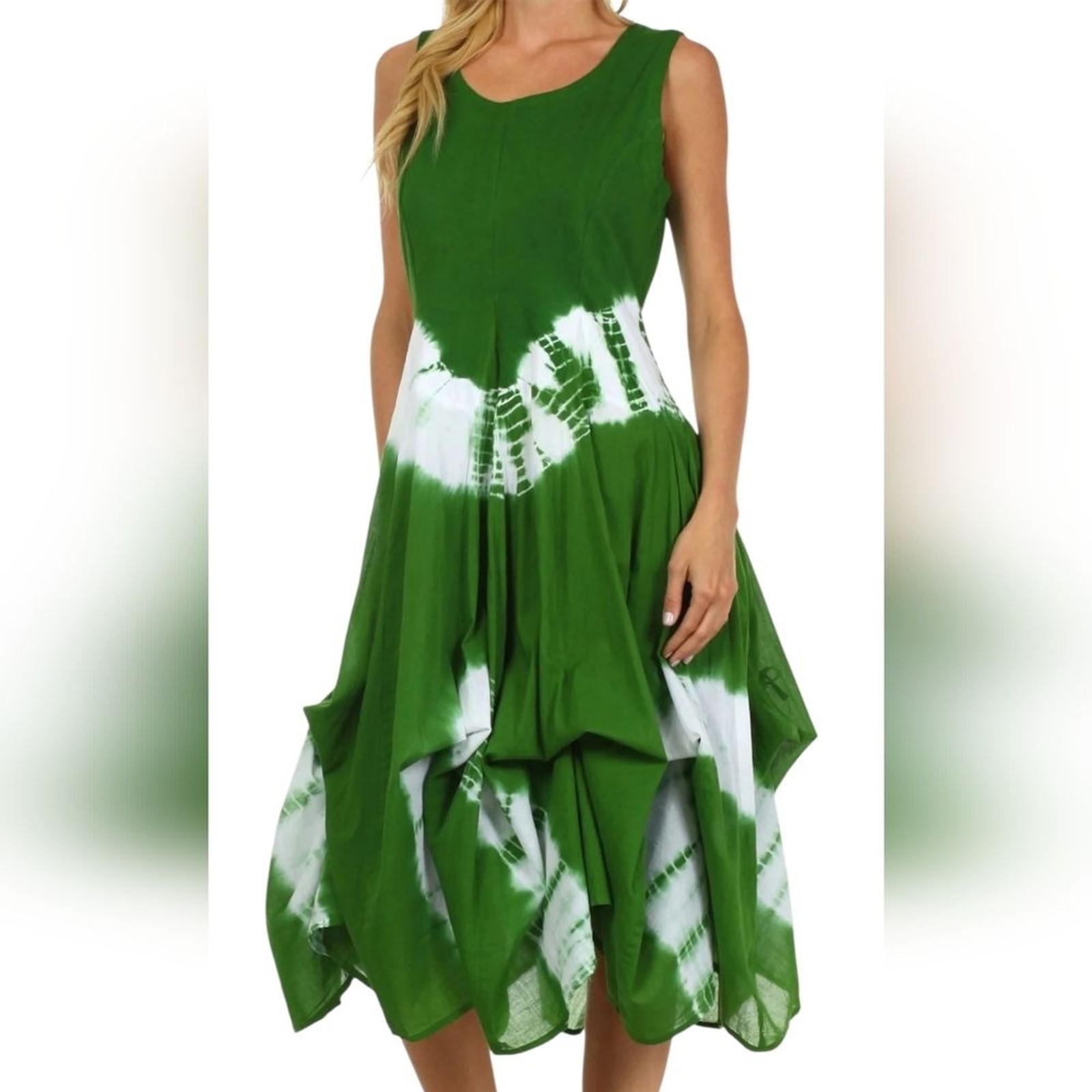 NWT Sakkas Windsong Tie Dye Green/White Two Way Dress Size Free/OS/0-16