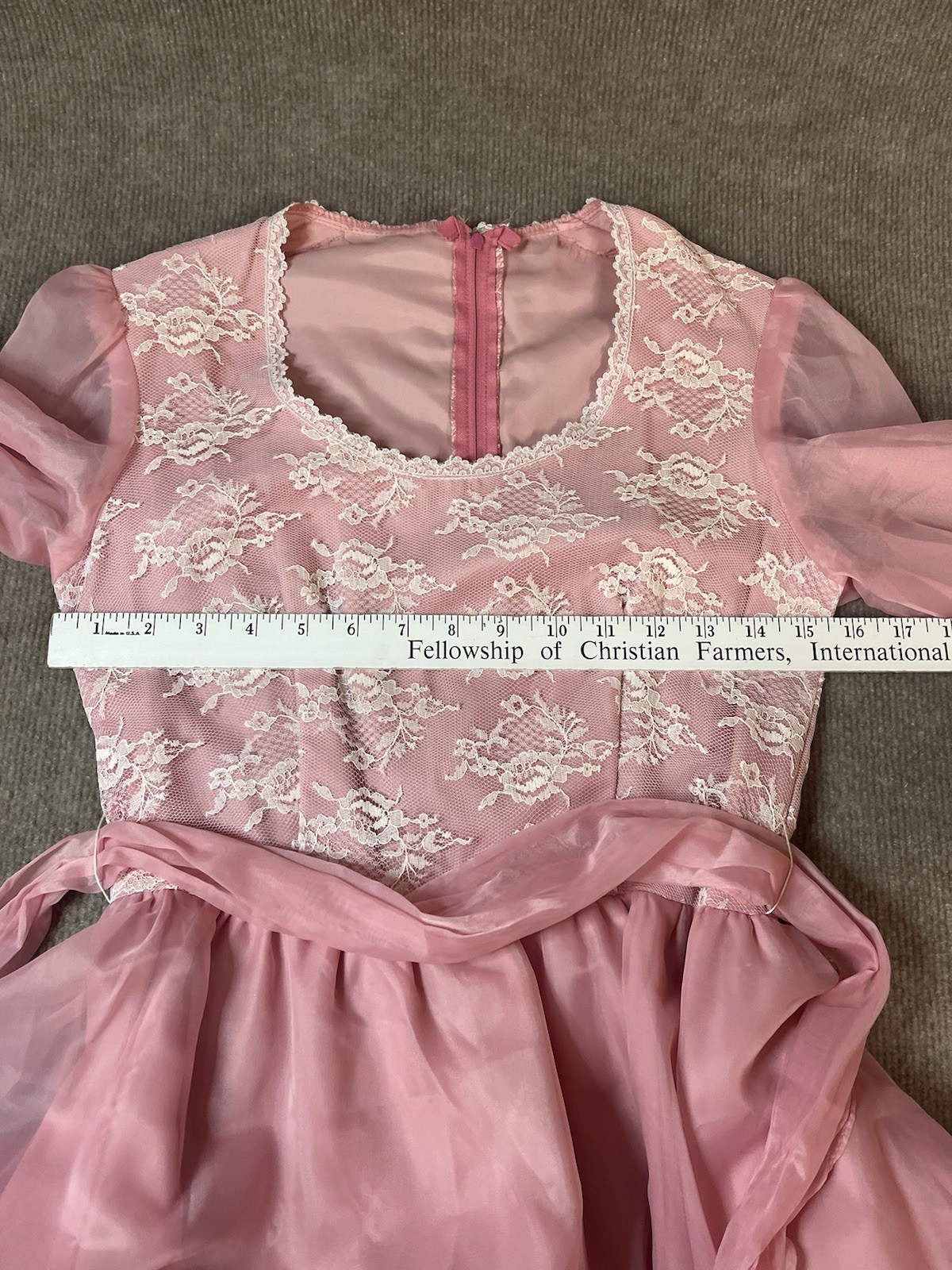 Vintage Dress 8 S Ruffle Sheer Nylon Tea Peasant Prairie Cottage Gypsy Cosplay