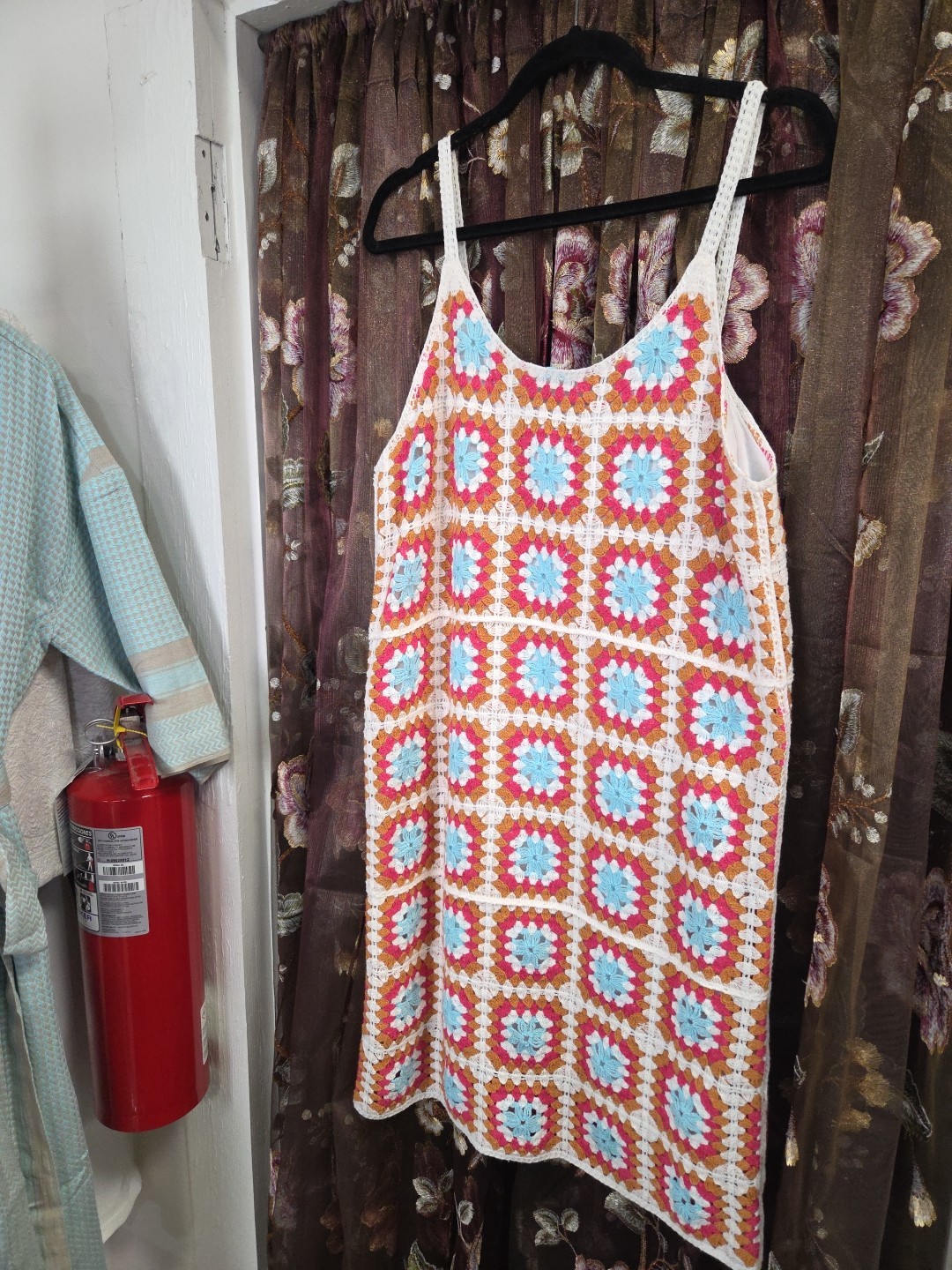 Willow & Wind Womens Size Large Crochet Knit Sundress Colorful Boho Retro Hippie