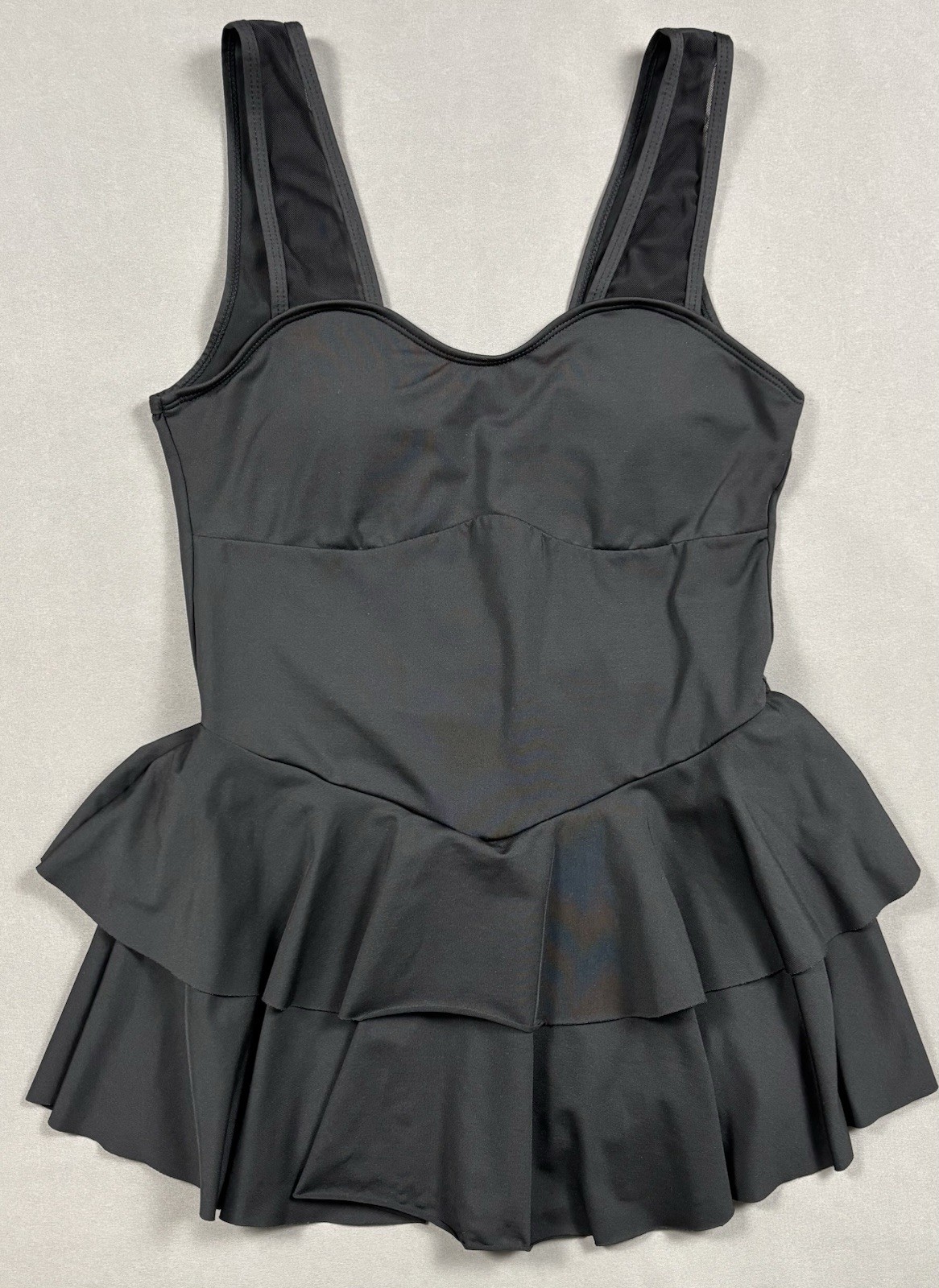 Multi Sports Tennis Dress Ruffled Deep V Back Padded Bra Black Women’s Size M