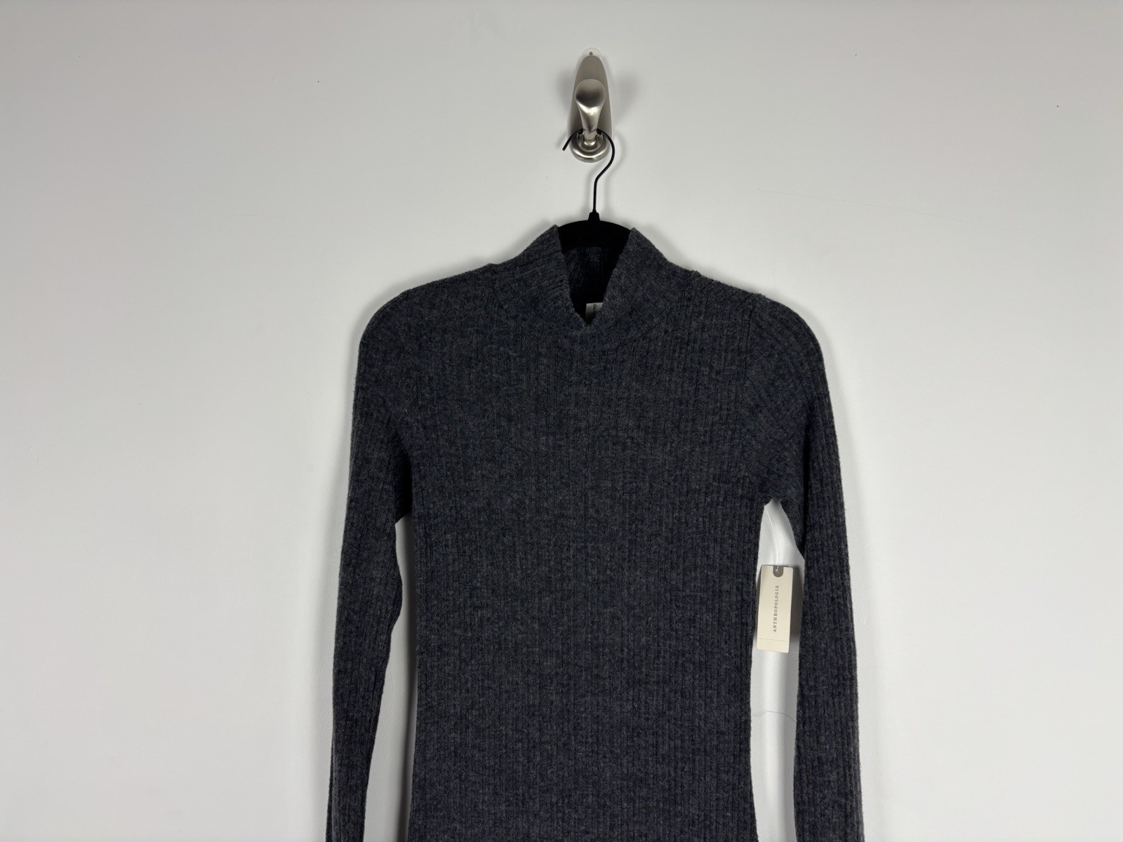 Nwt Daily Practice Sweater Dress Size Xs Gray Turtleneck Ribbed Midi Splits