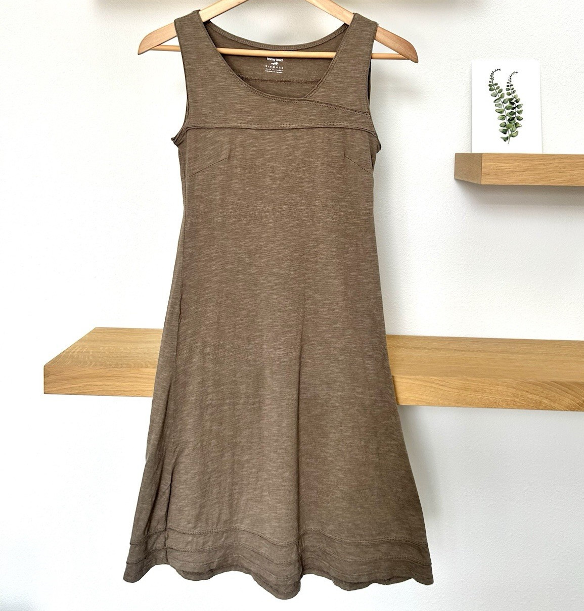 Horny Toad Dress Womens XS Brown Knit Scoop Neck Sleeveless Knee A-Line