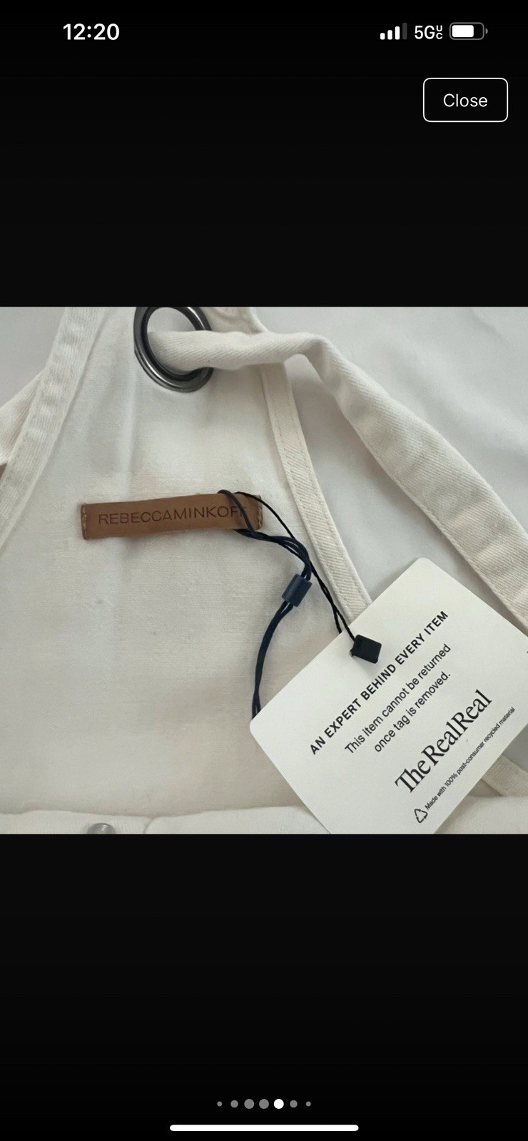 Rebecca Minkoff White Denim Button-Front Overall skirt Square Neck Pockets Large