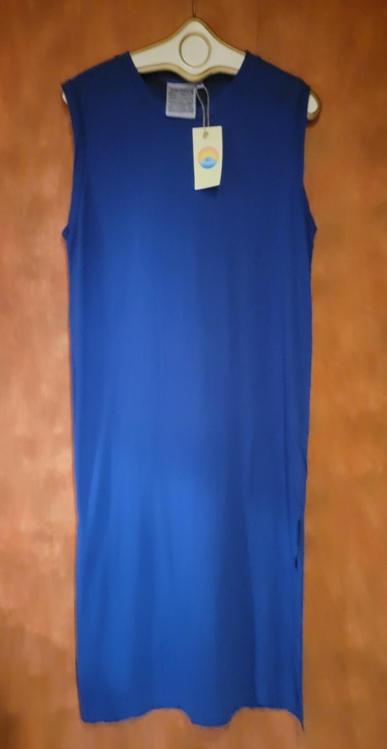Nwt Jungmaven Hermosa Dress Maxi Navy Blue L Hemp Blend Long Sleeveless
