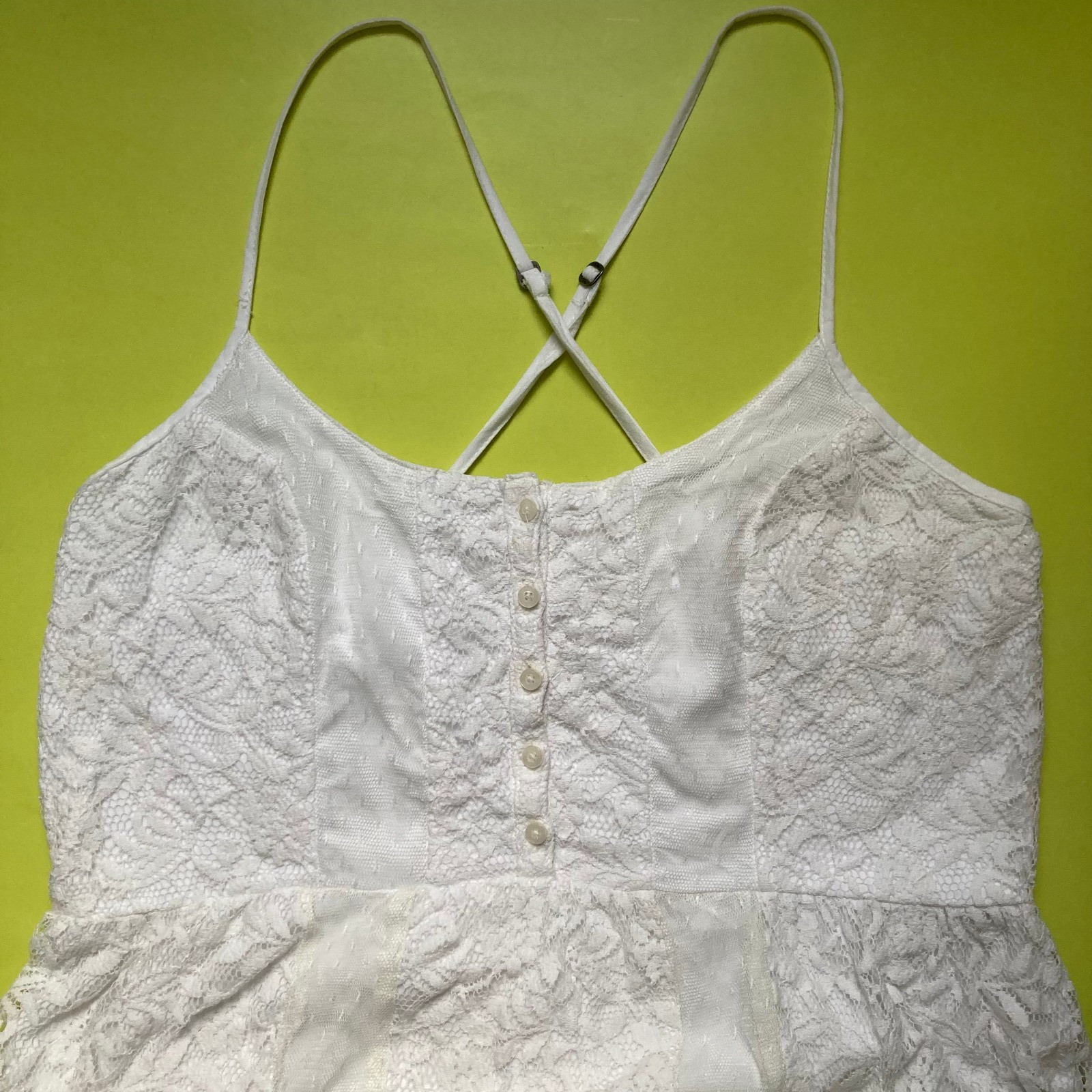 vtg Abercrombie & Fitch white lace strappy babydoll mini dress y2k 2006