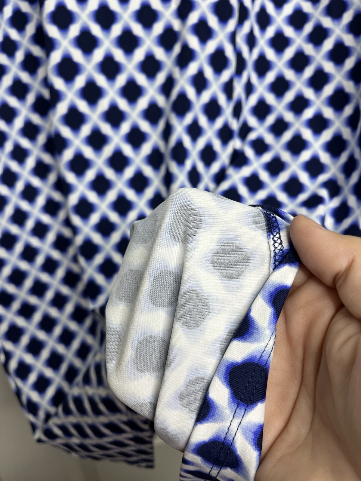 Talbots Petite Medium Blue Shibori Star Jersey Shirtdress Preppy Country Club
