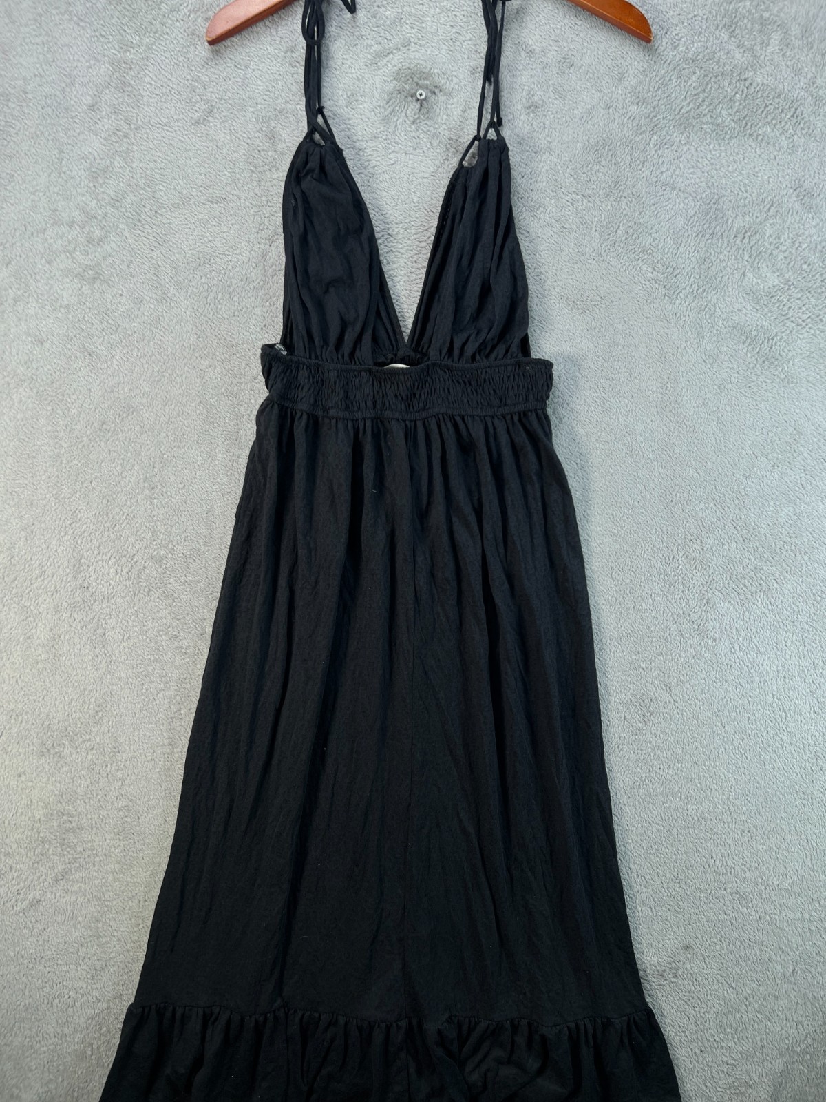 MIKEN Swim NEW Womens Small Black Maxi Dress Cover Up Sleeveless Burnout Plunge