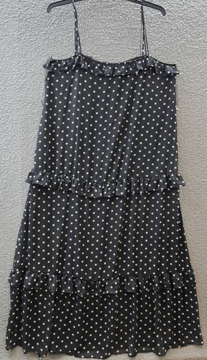 Julia Jordan Tie-Strap Ruffle-Tier Maxi Dress Women’s XL Black White Polka Dots