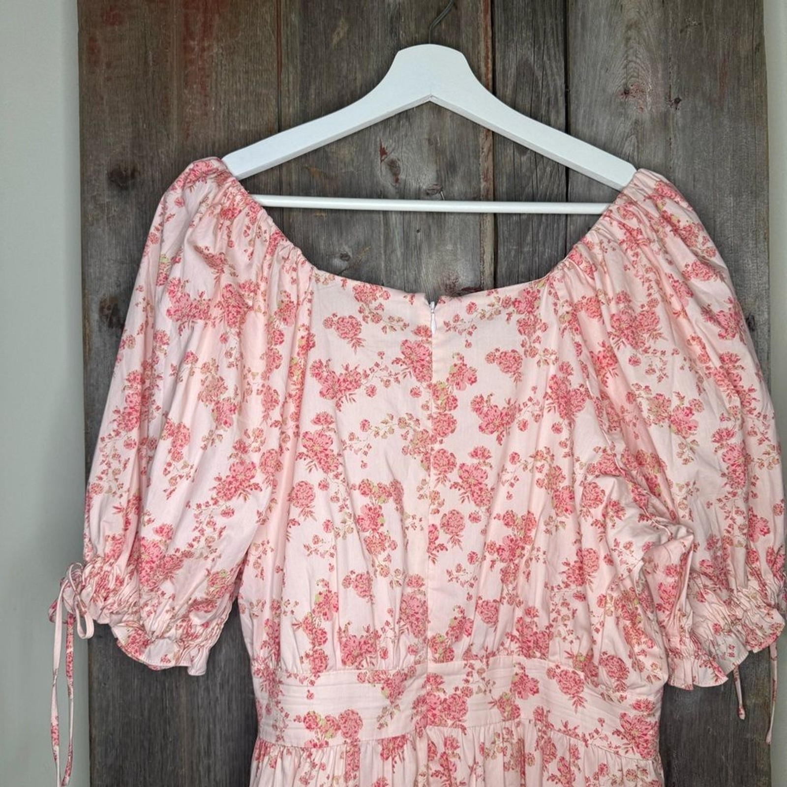Rachel Parcell Pink Poppy Vine Puff Sleeve Tiered Mini Dress size Large