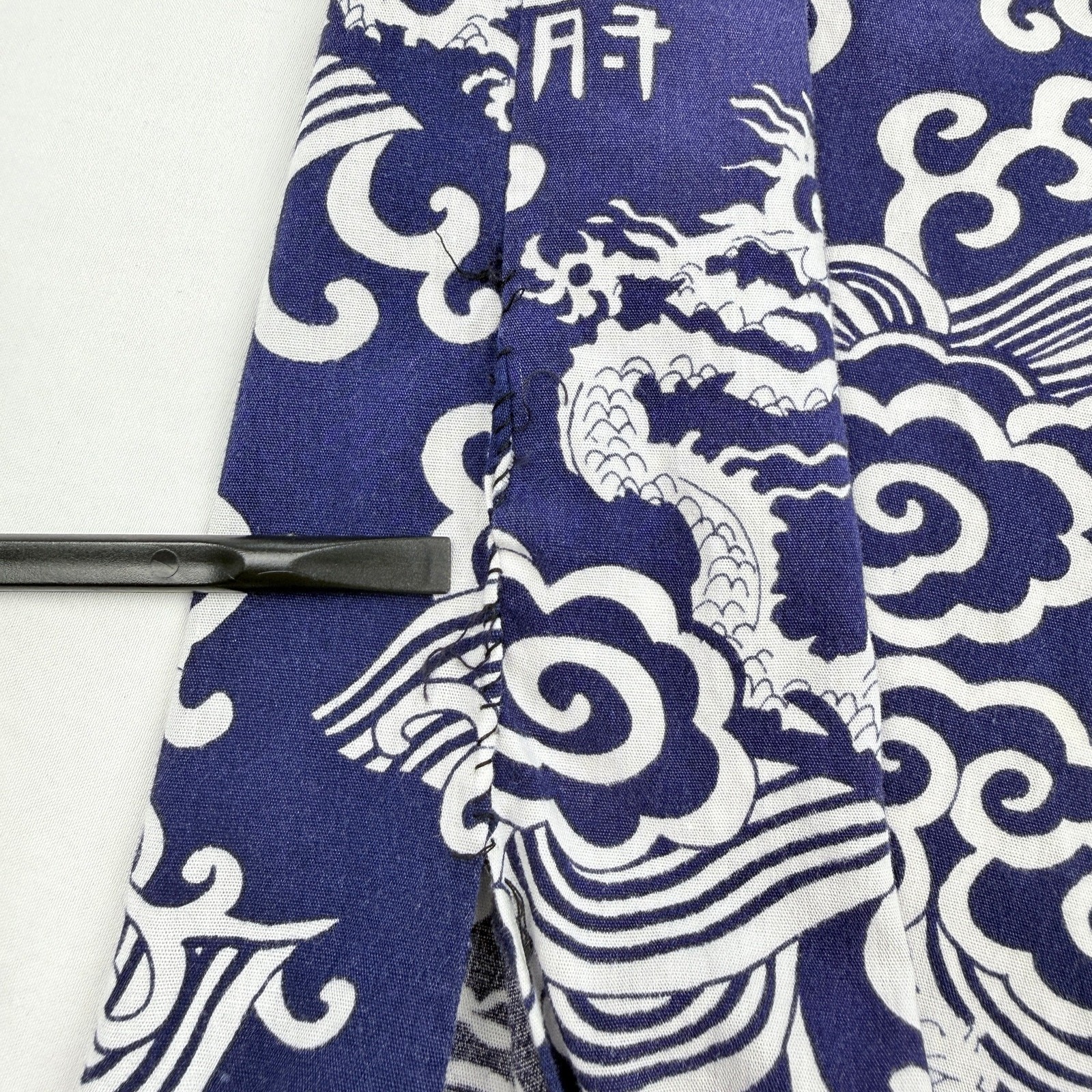 Vintage Chinese Style Maxi Dress Blue Dragon Print High Neck Asian Handmade