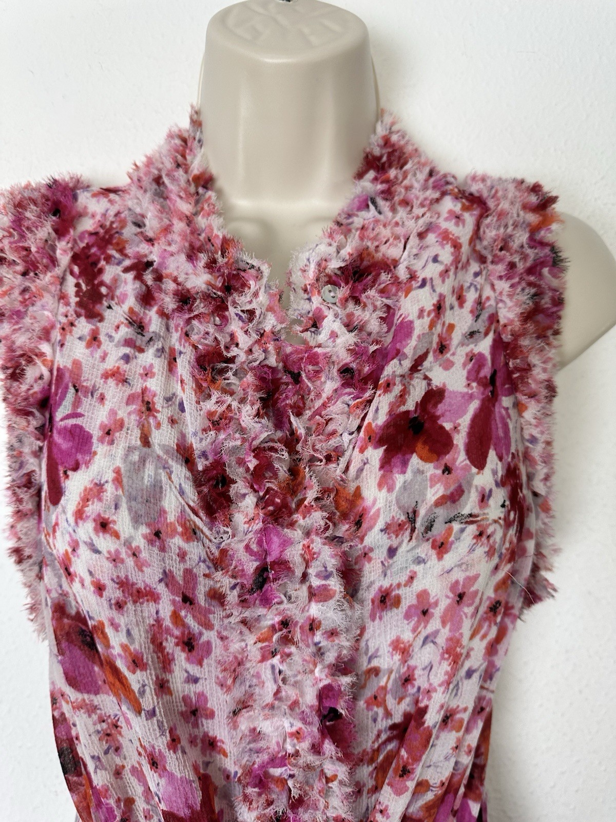 MISA Los Angeles Aurelie Floral Ruffled Maxi Dress Small Hi Lo Luxury Party $450