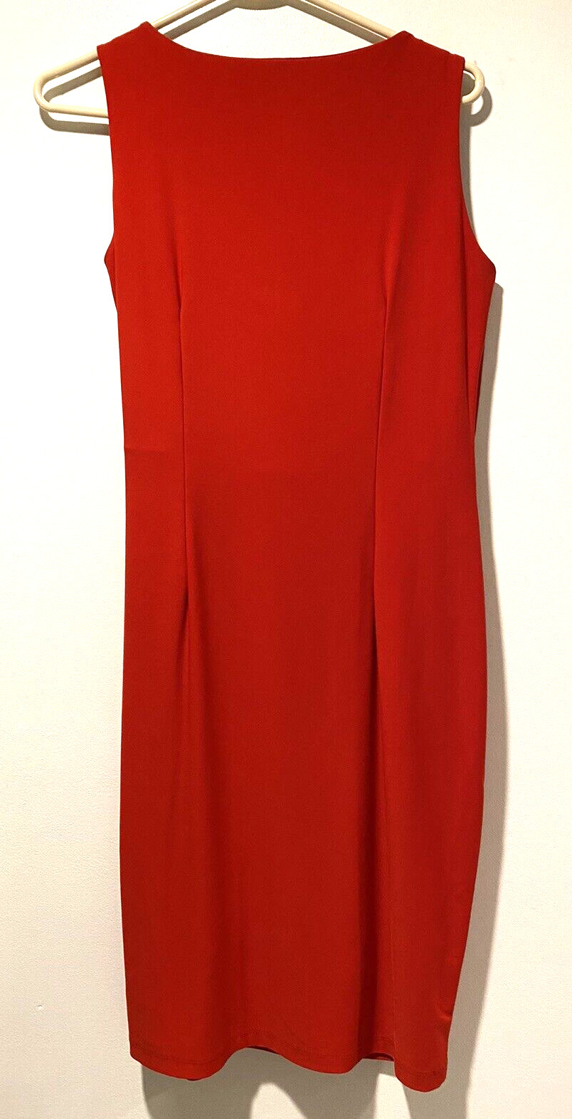 Picadilly Fashions size S sleeveless Red Rouched Sash Bodice Lined Slimming