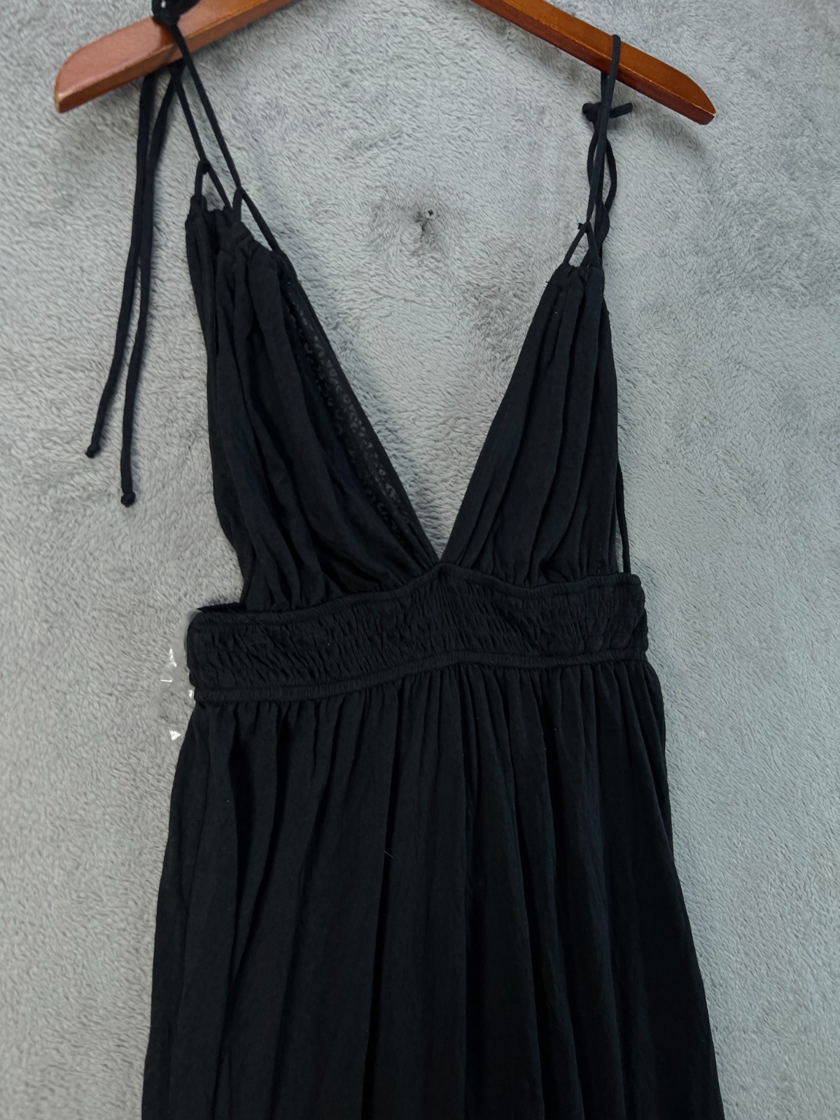 MIKEN Swim NEW Womens Small Black Maxi Dress Cover Up Sleeveless Burnout Plunge