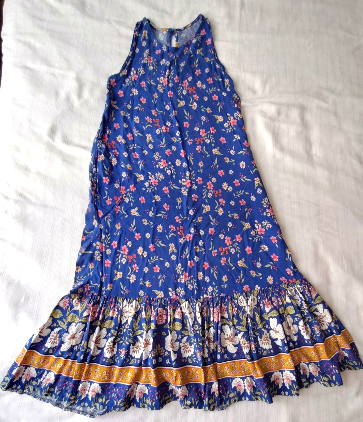 Ashilda Turkey Women’s Blue Floral Pattern Summer Dress Size S