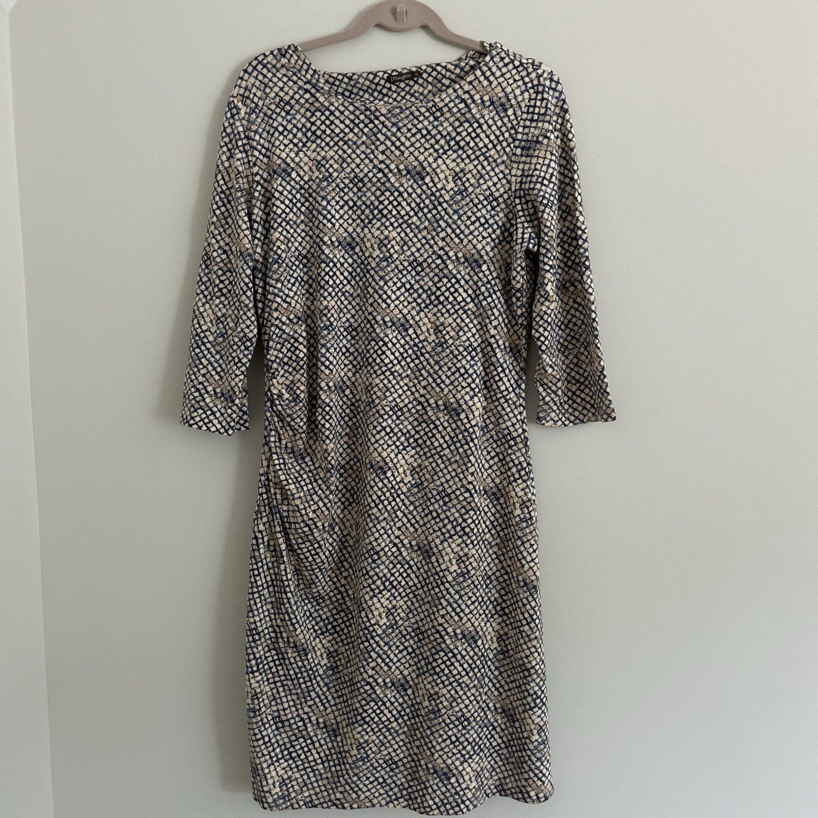 J.McLaughlin Snakeskin Print Dress 3/4 Sleeve Size XL Boat Neck Rayon Nylon
