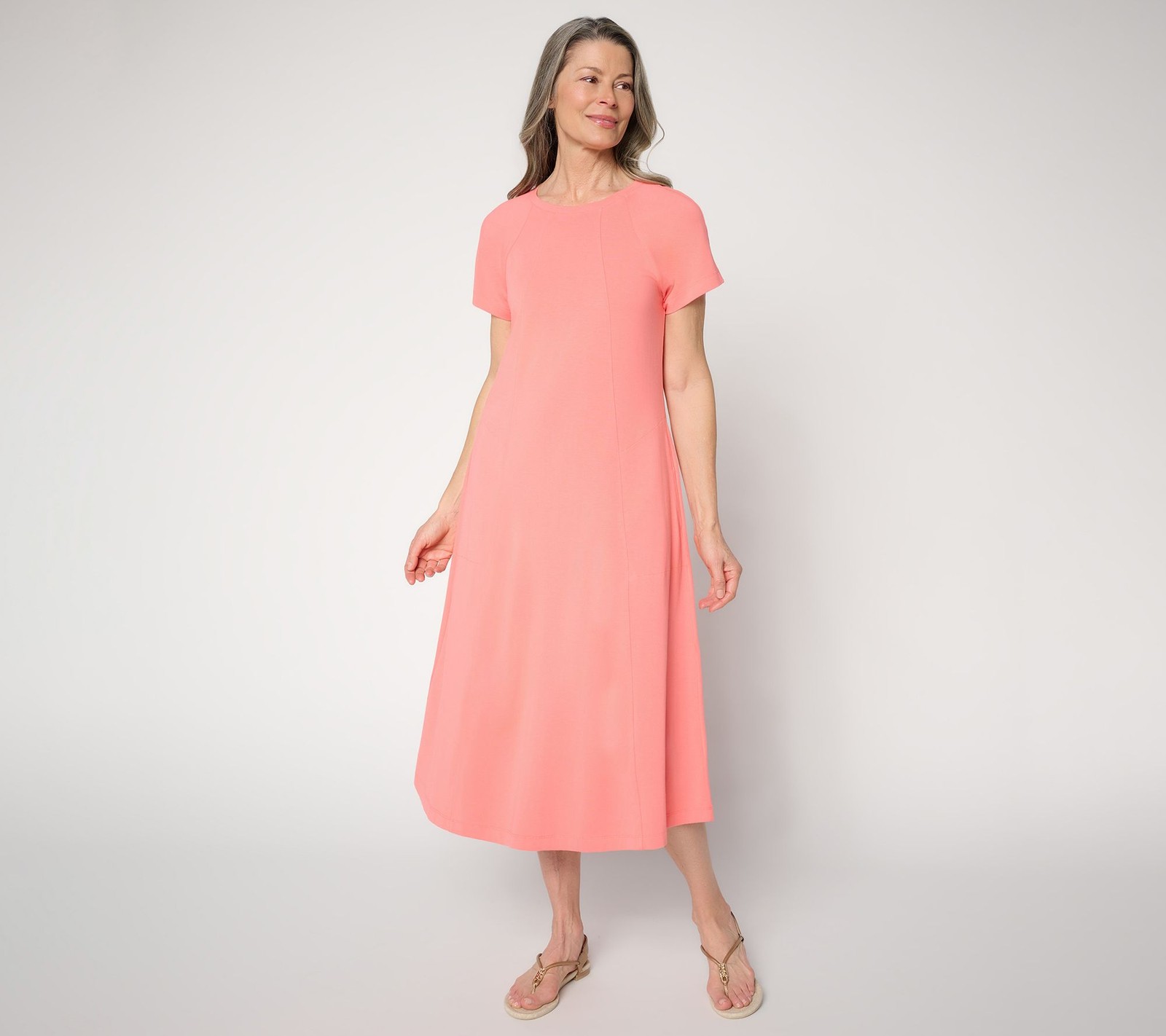 Anybody Regular Cozy Knit Jersey Knit Dress Peach New