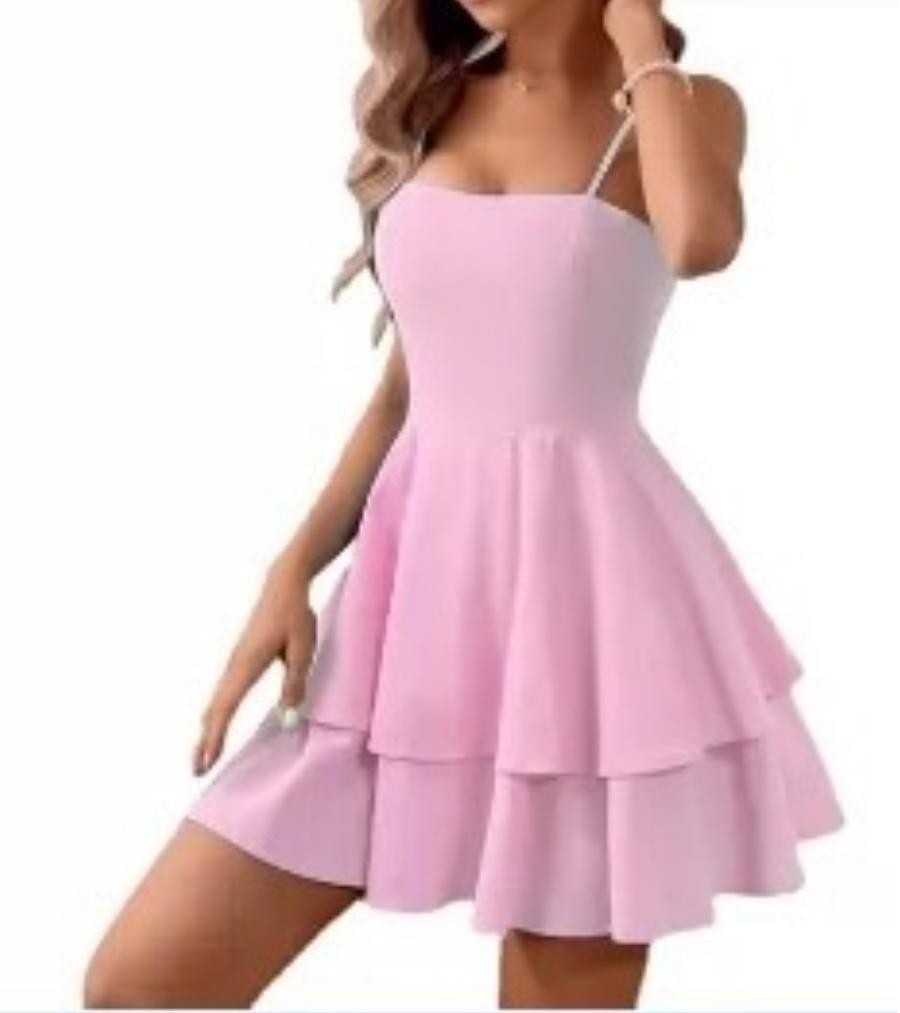 2025 Women’s Spring and Autumn Cake Skirt Bareback Bow Strap Dress