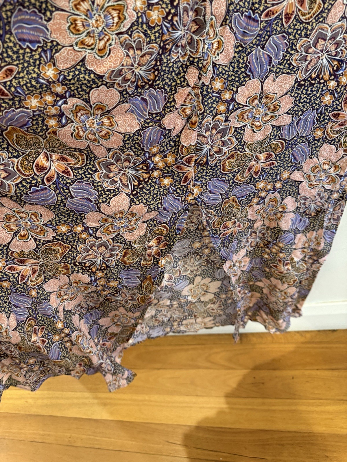 Husk Floral Earth Tone Dress With Button Up Detail Rushing Front Slit Size 16