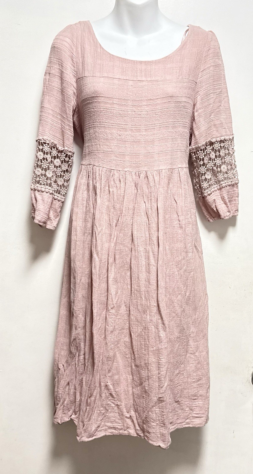 Mod Ref Dusty Rose Smocked Bodice Midi Dress