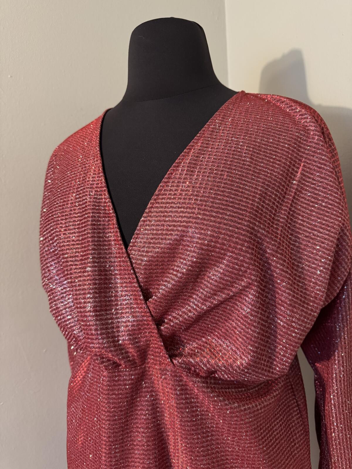 BloomChic Red Metallic Shimmer Mini Dress Size 16