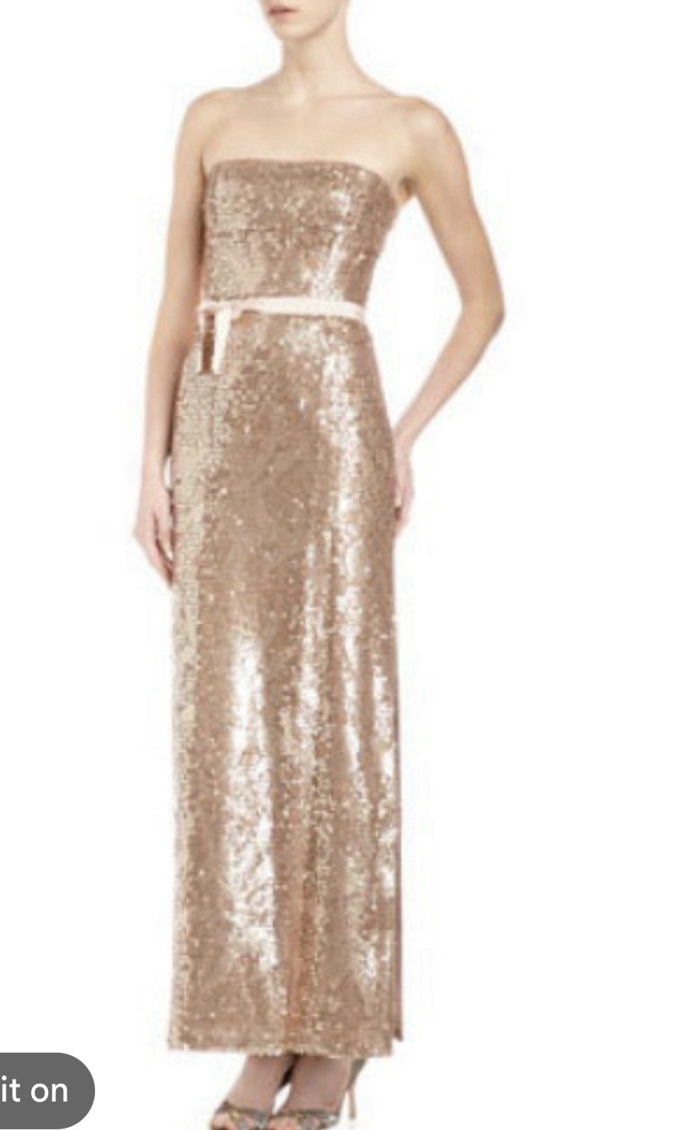 BCBGMAXAZRIA Lela Gold/Rose Gold Sequin Strapless Gown 2