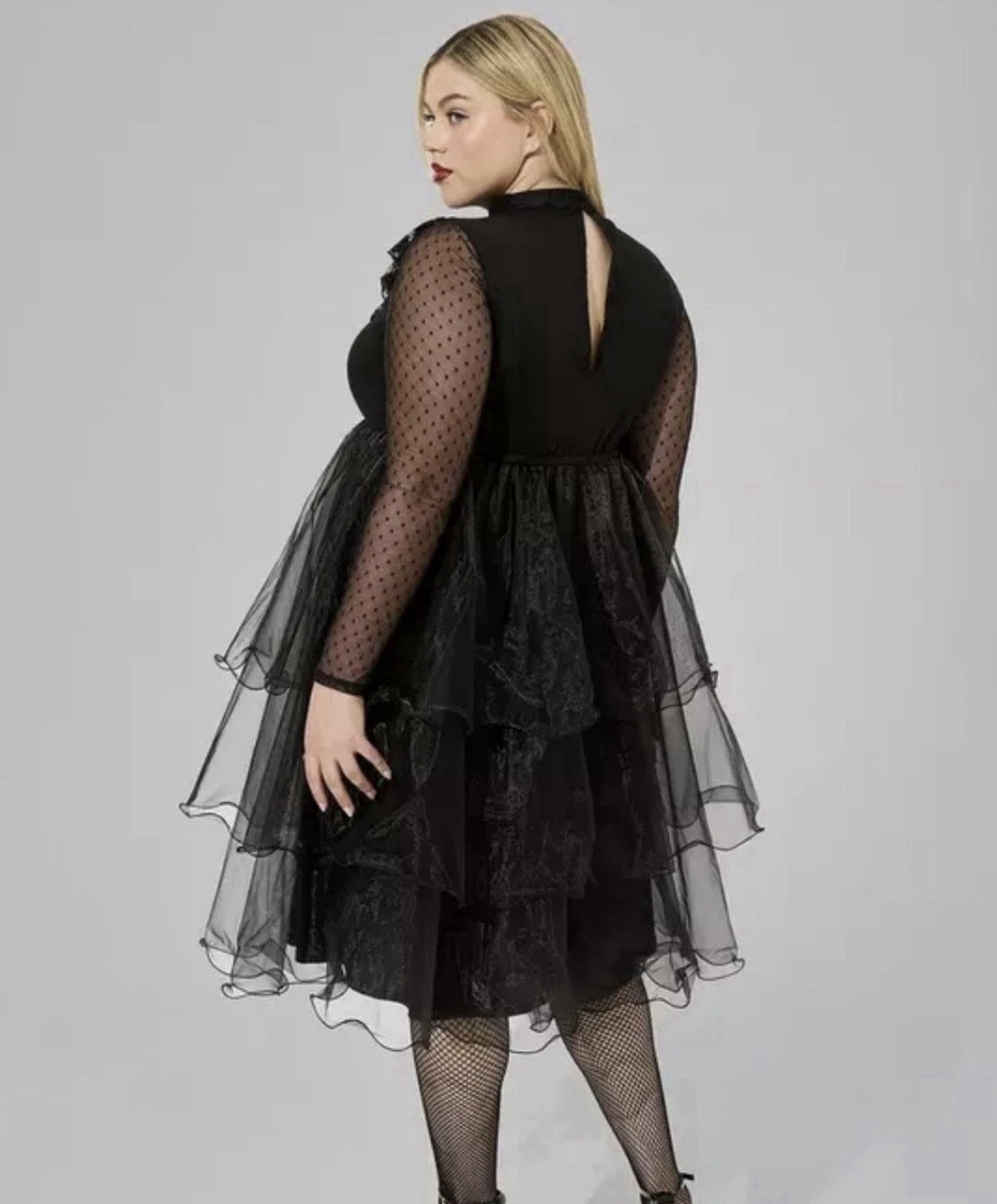 Torrid Black Tiered Mock Neck Midi Dress Size 2 NWOT Goth Fairy Romantic