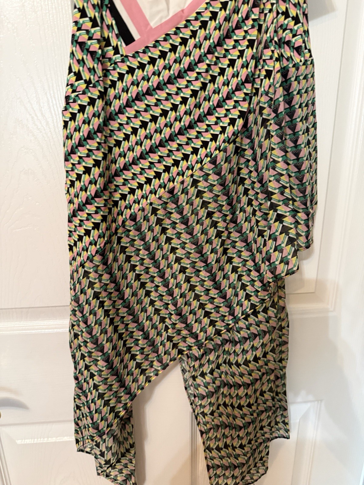 Pianurastudio Multicolor Geometric Asymmetric Sleeveless Midi Dress Size 42