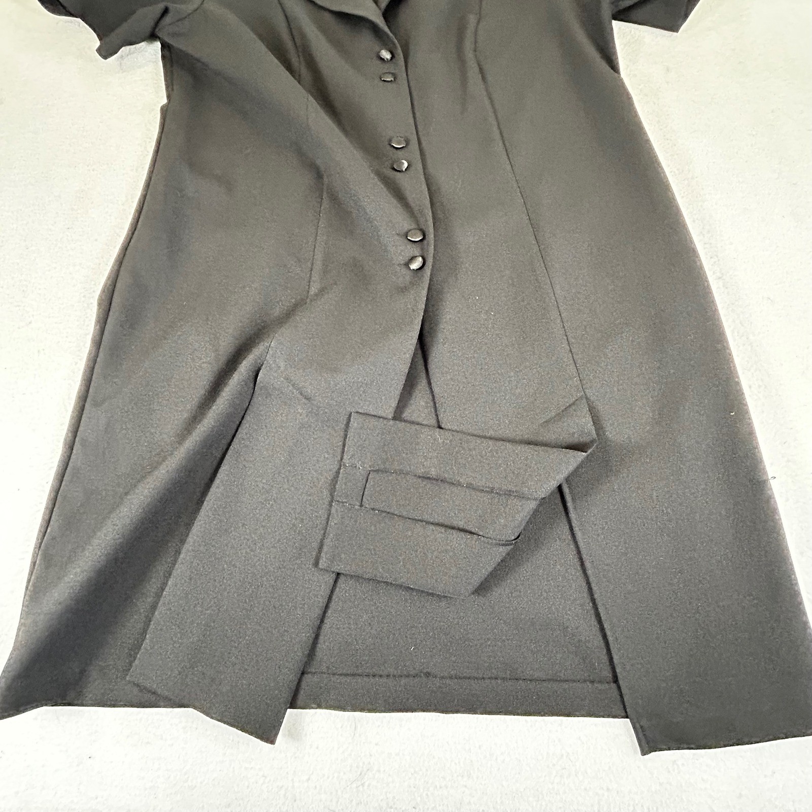 Betsy Lauren Woman Black Button Front Dress Satin Collar Short Sleeve 16W 922408