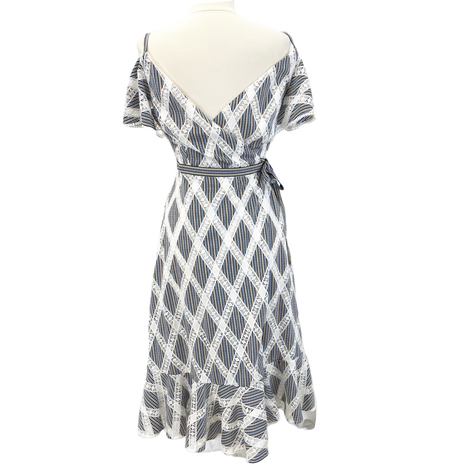 Sandro Paris Striped Ella Midi Dress Women Size 40 Ruffle Parisian Chic Romantic