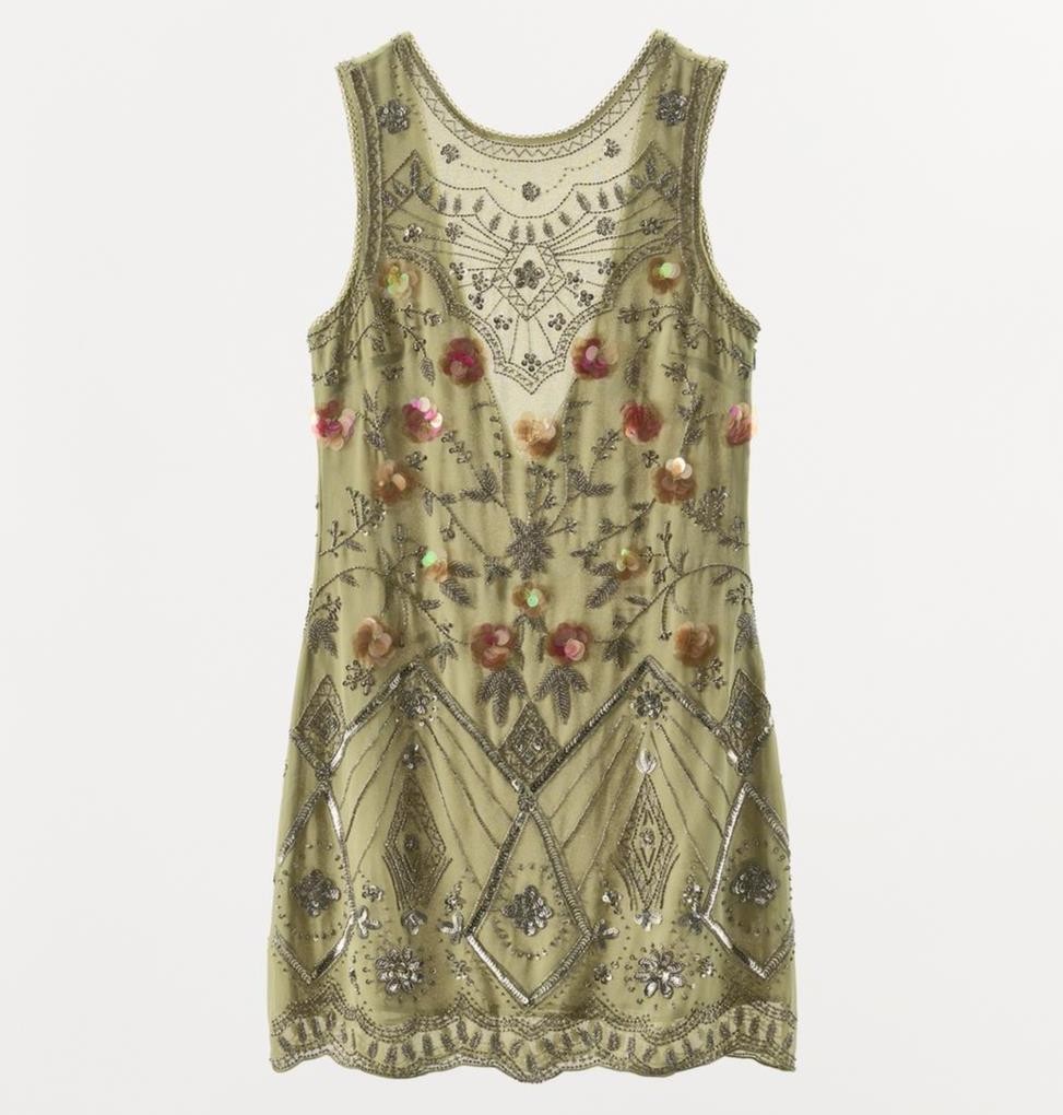 ZARA BNWT 2025. OLIVE GREEN BEADS SEQUIN DRESS LIMITED EDITION. 7521/924/515