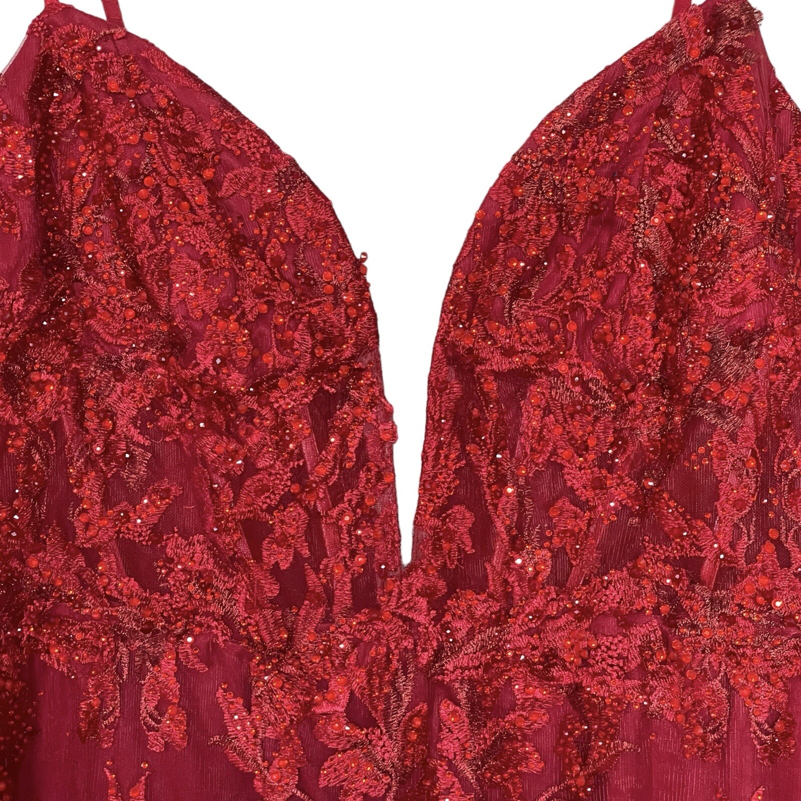 Mac Duggal Gown Dress Womens Size 18 Mermaid Red Lace Sequin Beaded 20330 $798